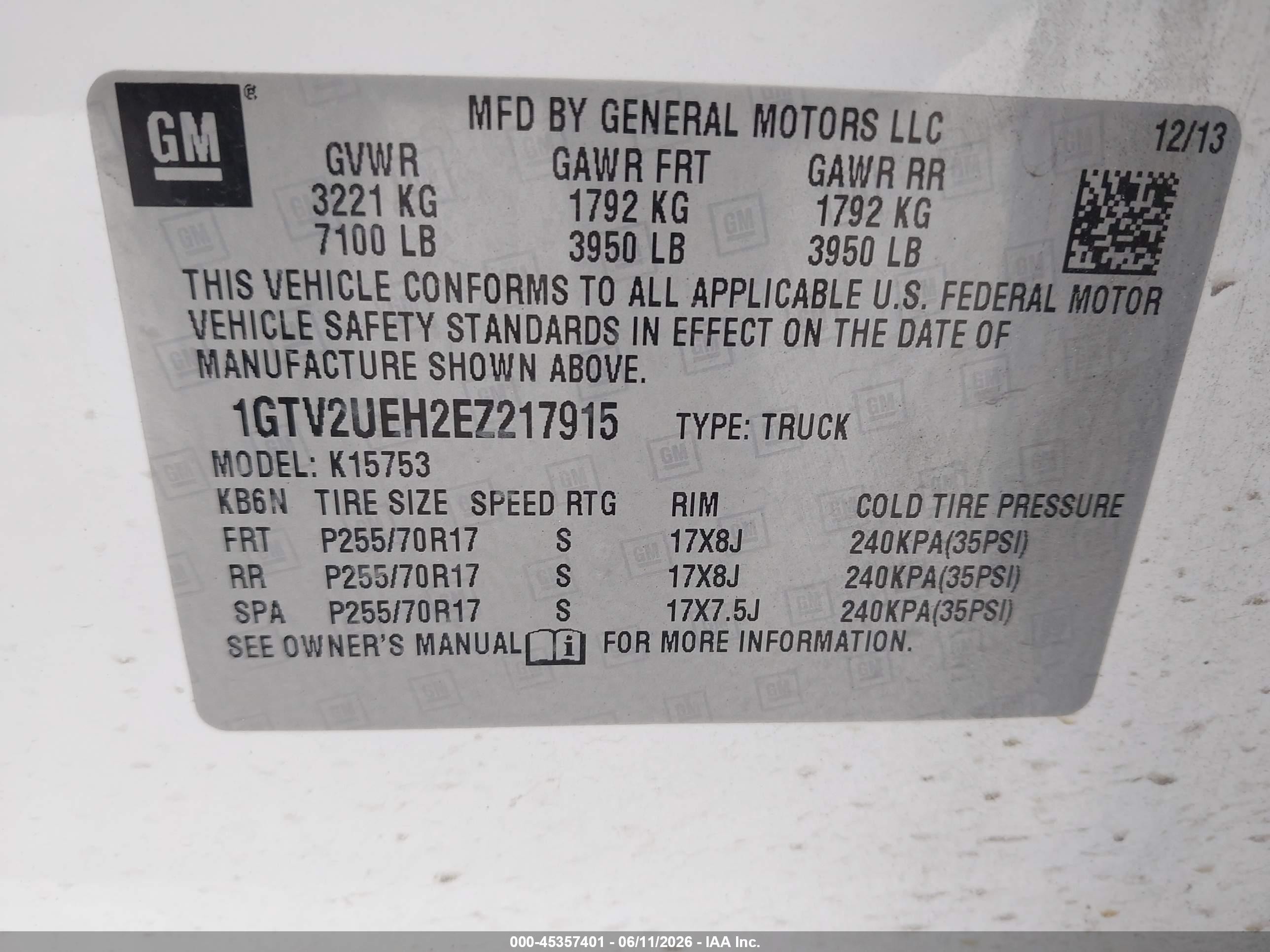 2014 Gmc Sierra 1500 Sle White vin: 1GTV2UEH2EZ217915