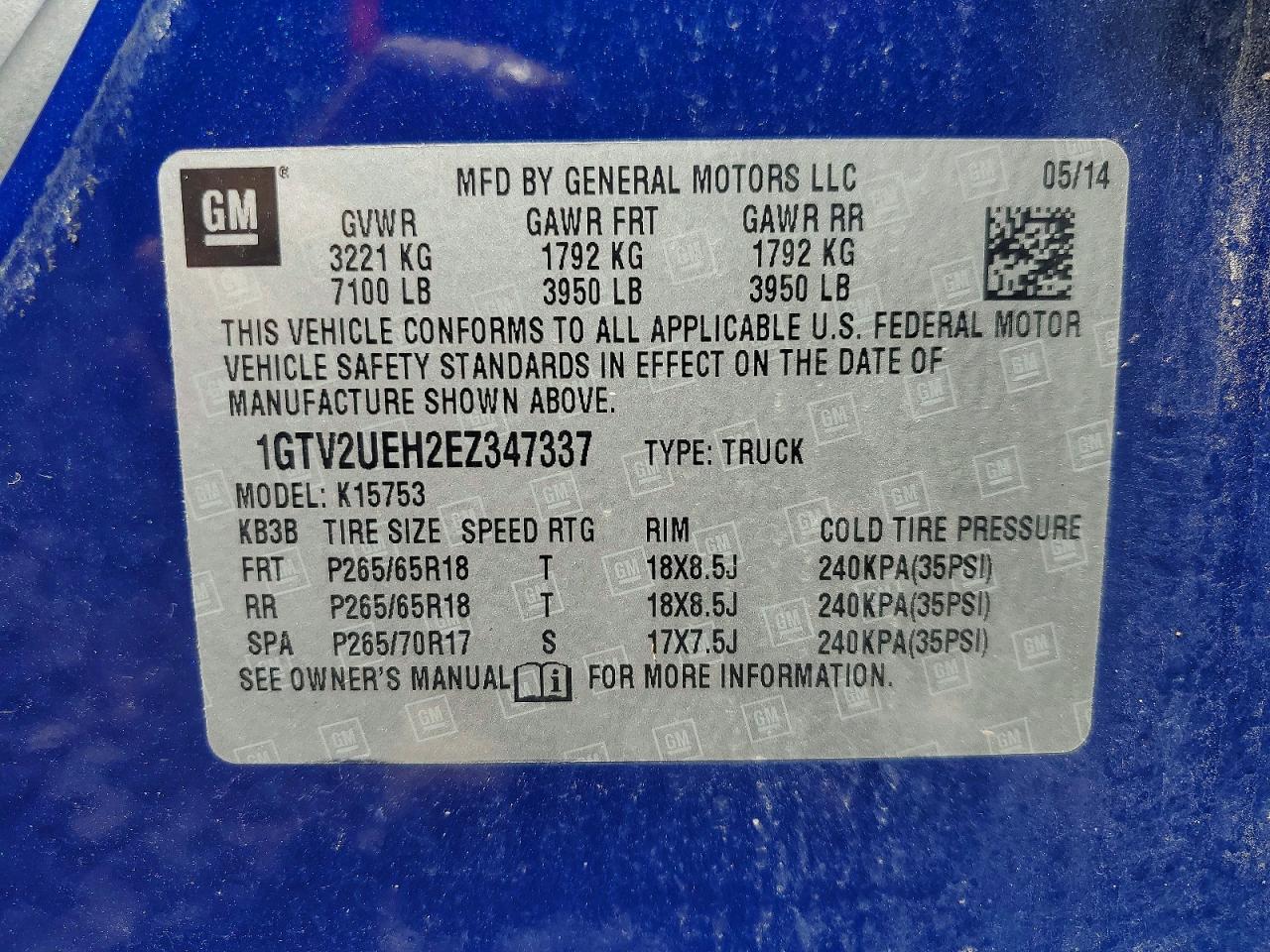 2014 Gmc Sierra K1500 Sle Blue vin: 1GTV2UEH2EZ347337