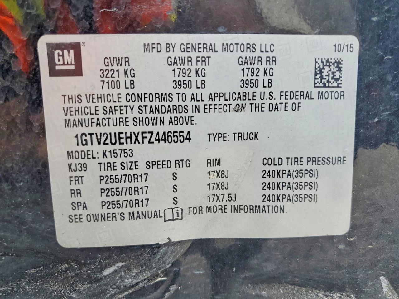 2015 Gmc Sierra K1500 Sle Black vin: 1GTV2UEHXFZ446554