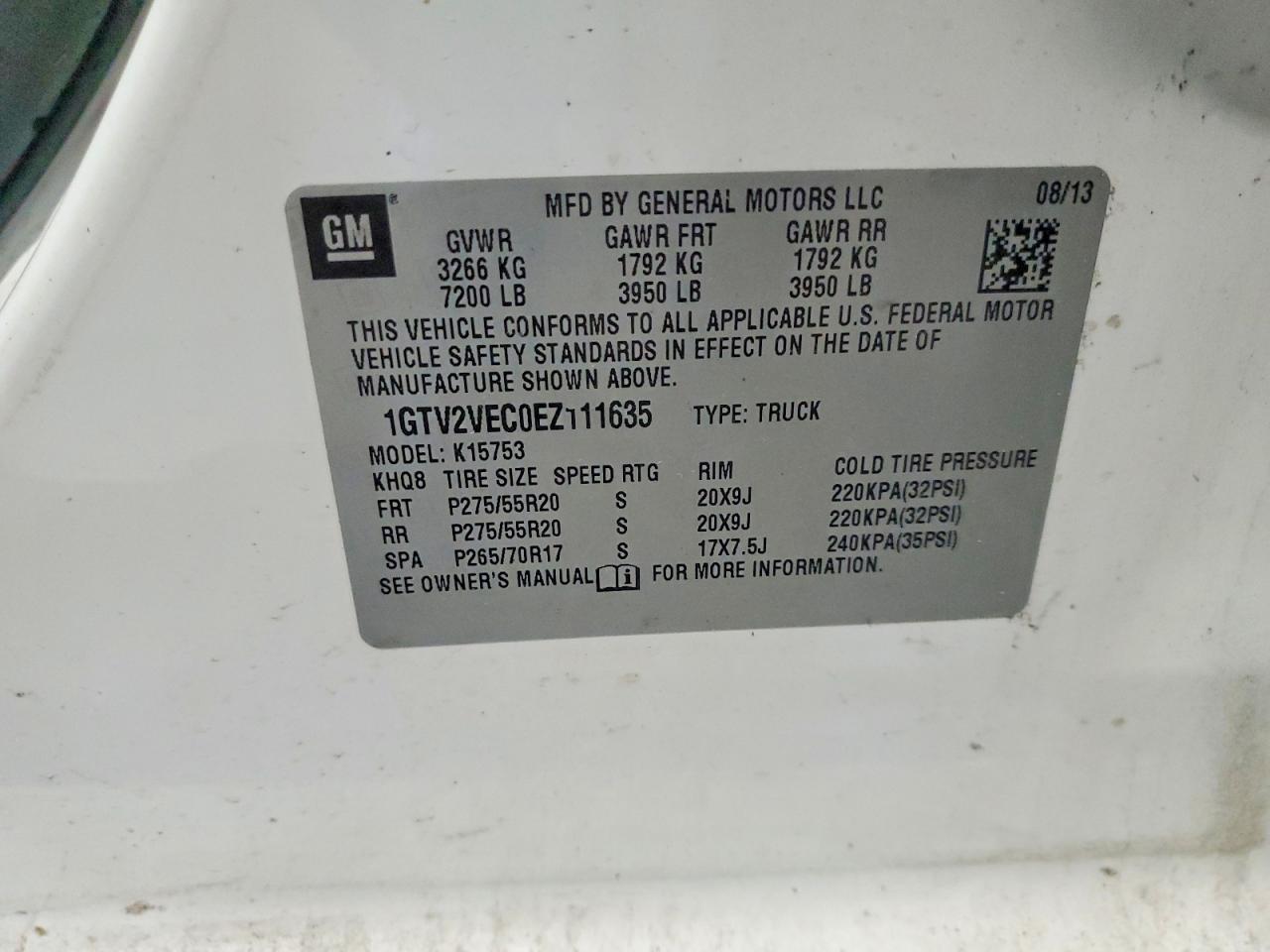 2014 Gmc Sierra K1500 Slt Белый vin: 1GTV2VEC0EZ111635