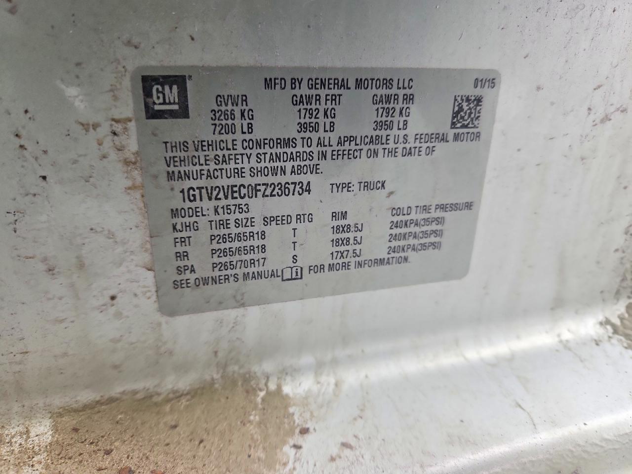 2015 Gmc Sierra 150 Silver vin: 1GTV2VEC0FZ236734