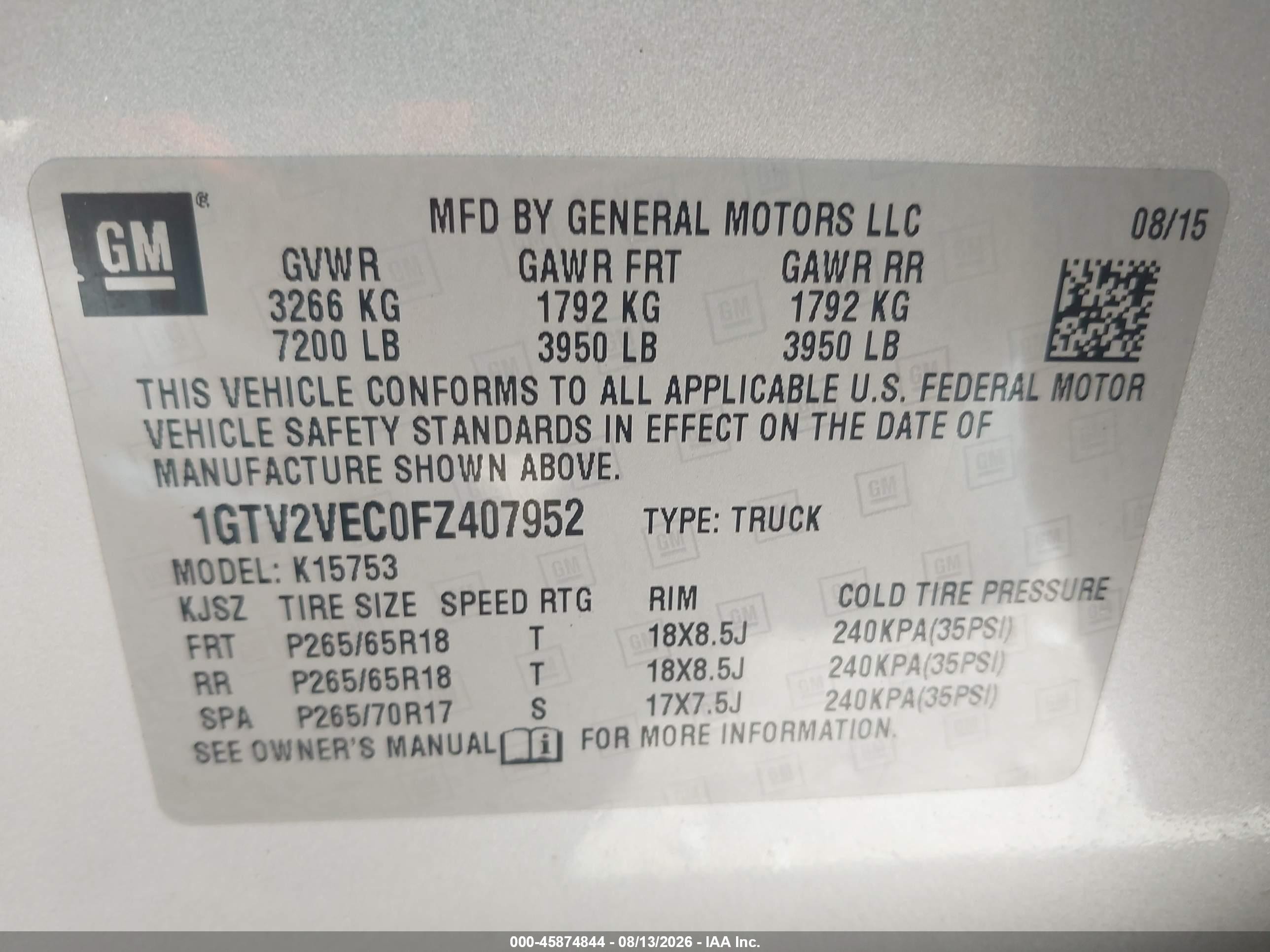 2015 Gmc Sierra 1500 Slt Серебряный vin: 1GTV2VEC0FZ407952