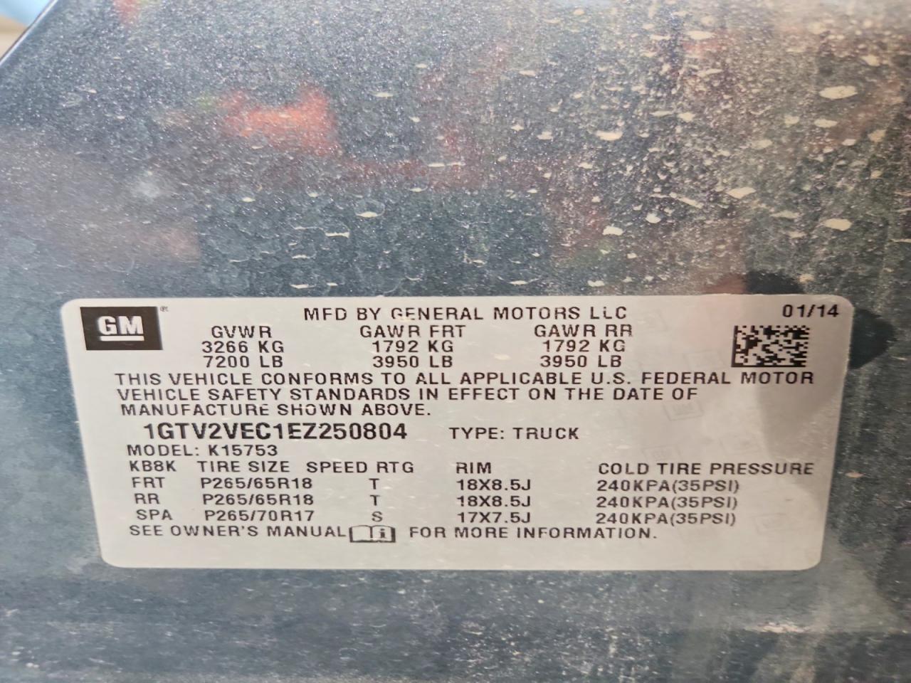 2014 Gmc Sierra K1500 Slt Blue vin: 1GTV2VEC1EZ250804