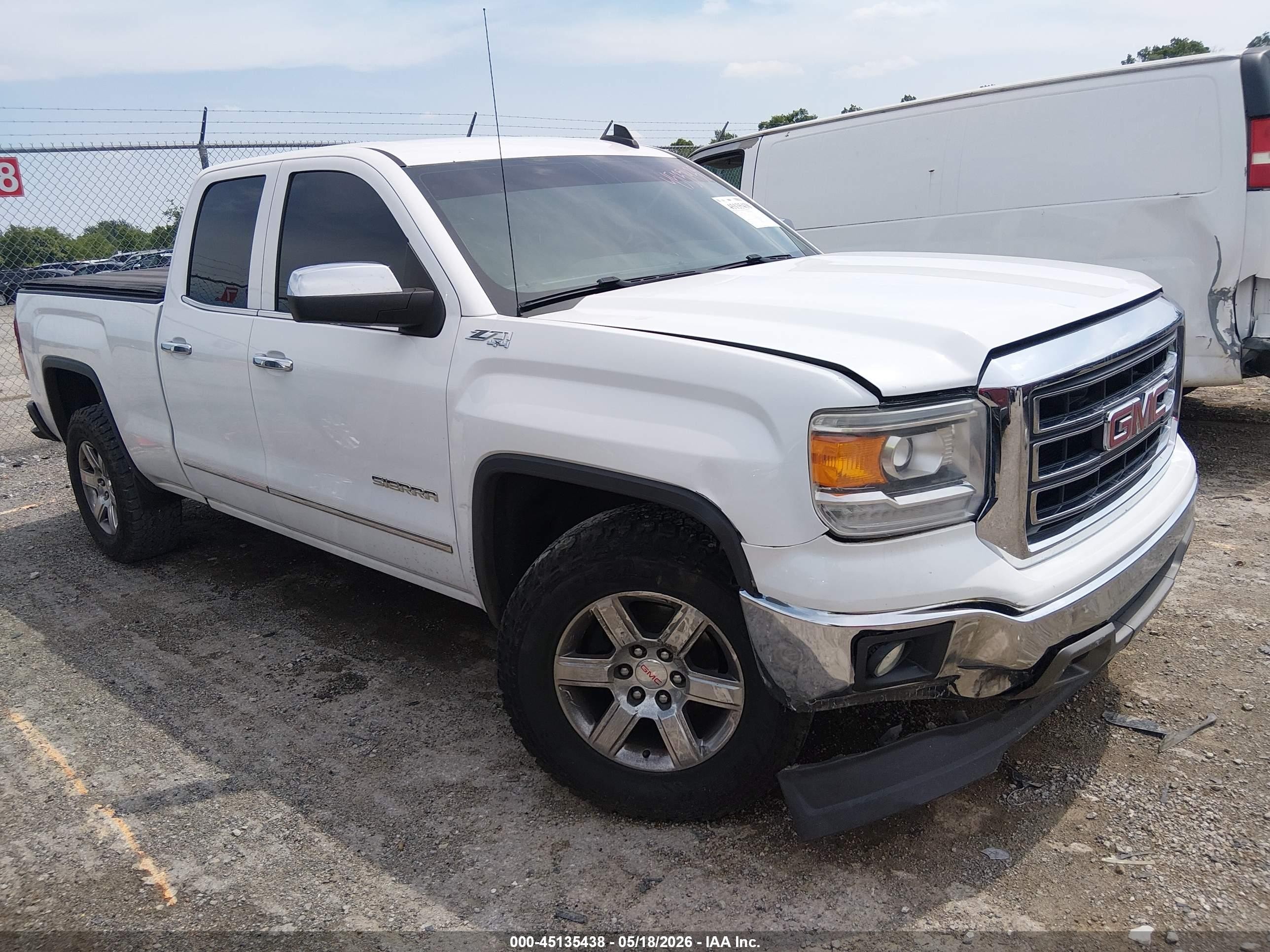 2015 Gmc Sierra 1500 Slt White vin: 1GTV2VEC2FZ342604