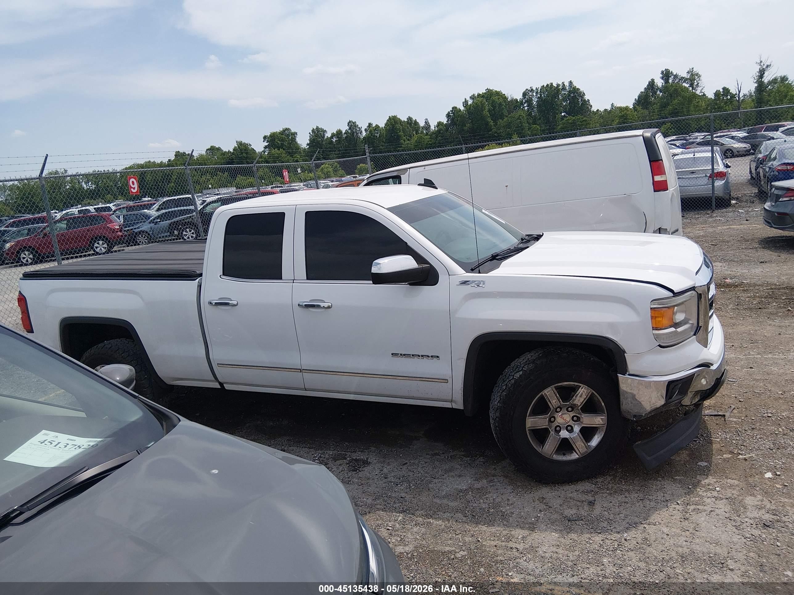2015 Gmc Sierra 1500 Slt White vin: 1GTV2VEC2FZ342604