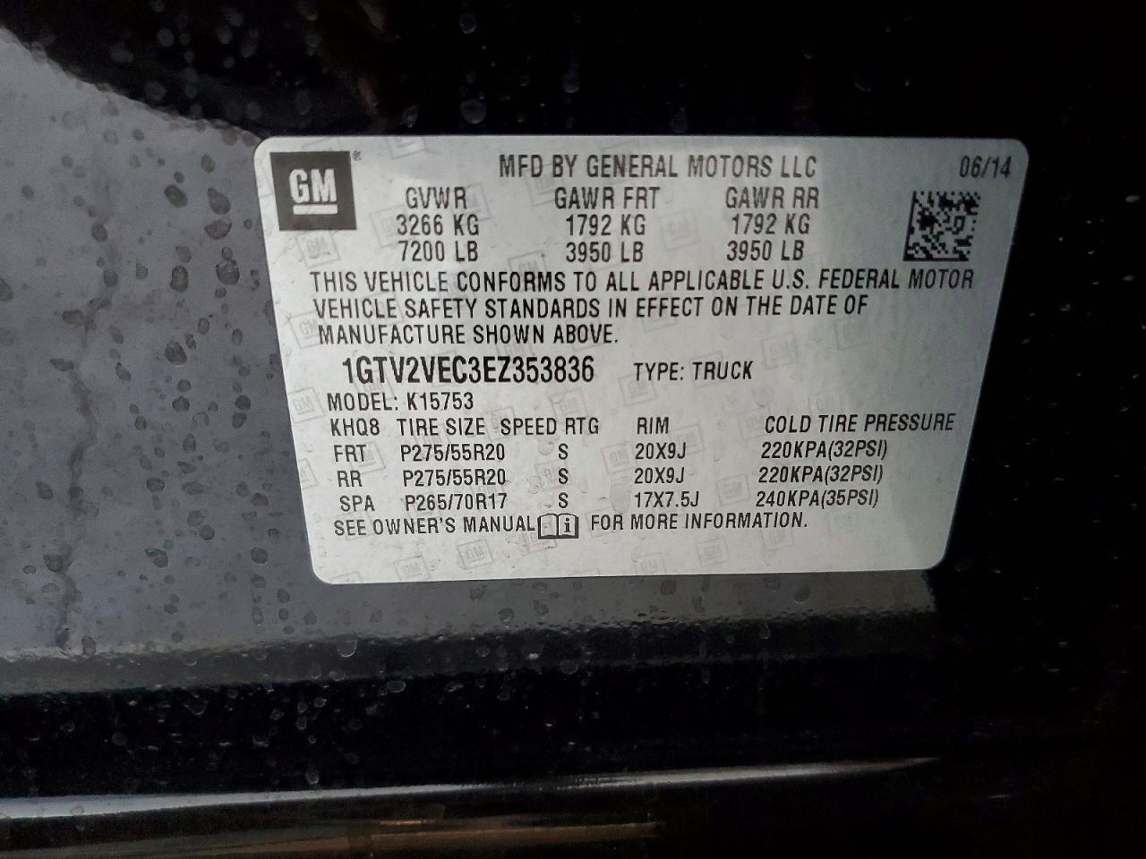 2014 Gmc Sierra K1500 Slt Black vin: 1GTV2VEC3EZ353836