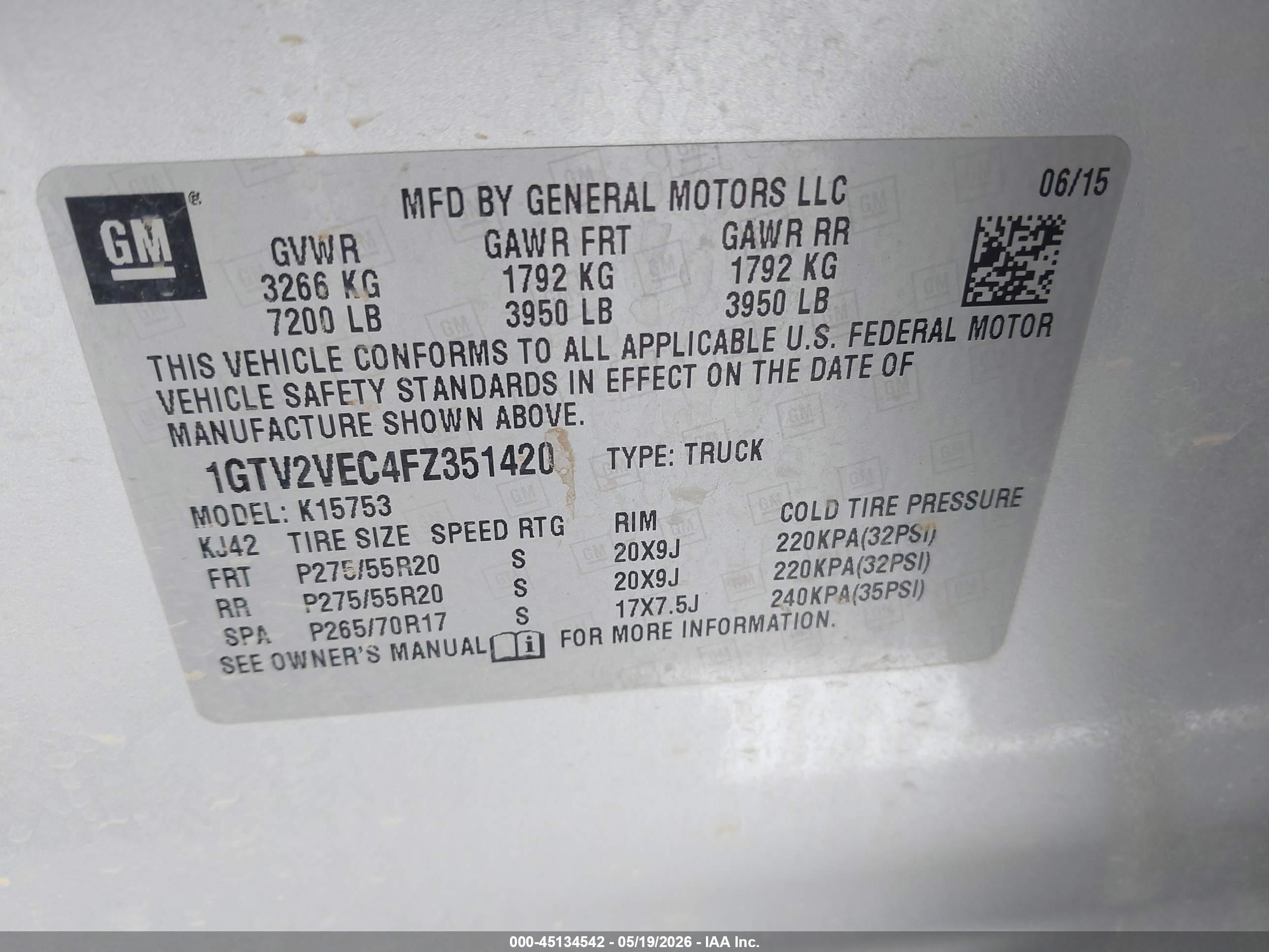 2015 Gmc Sierra 1500 Slt Silver vin: 1GTV2VEC4FZ351420