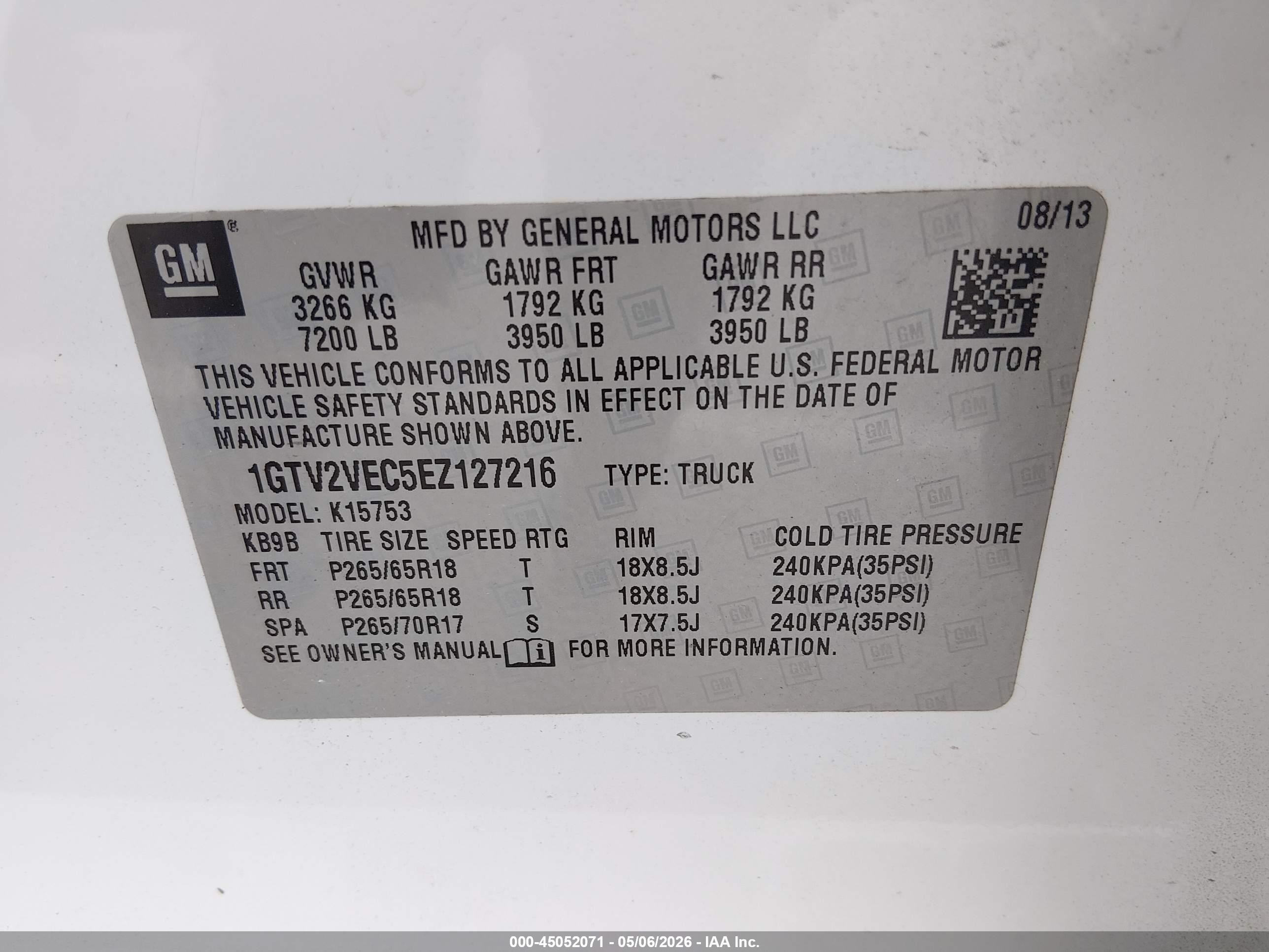 2014 Gmc Sierra 1500 Slt White vin: 1GTV2VEC5EZ127216