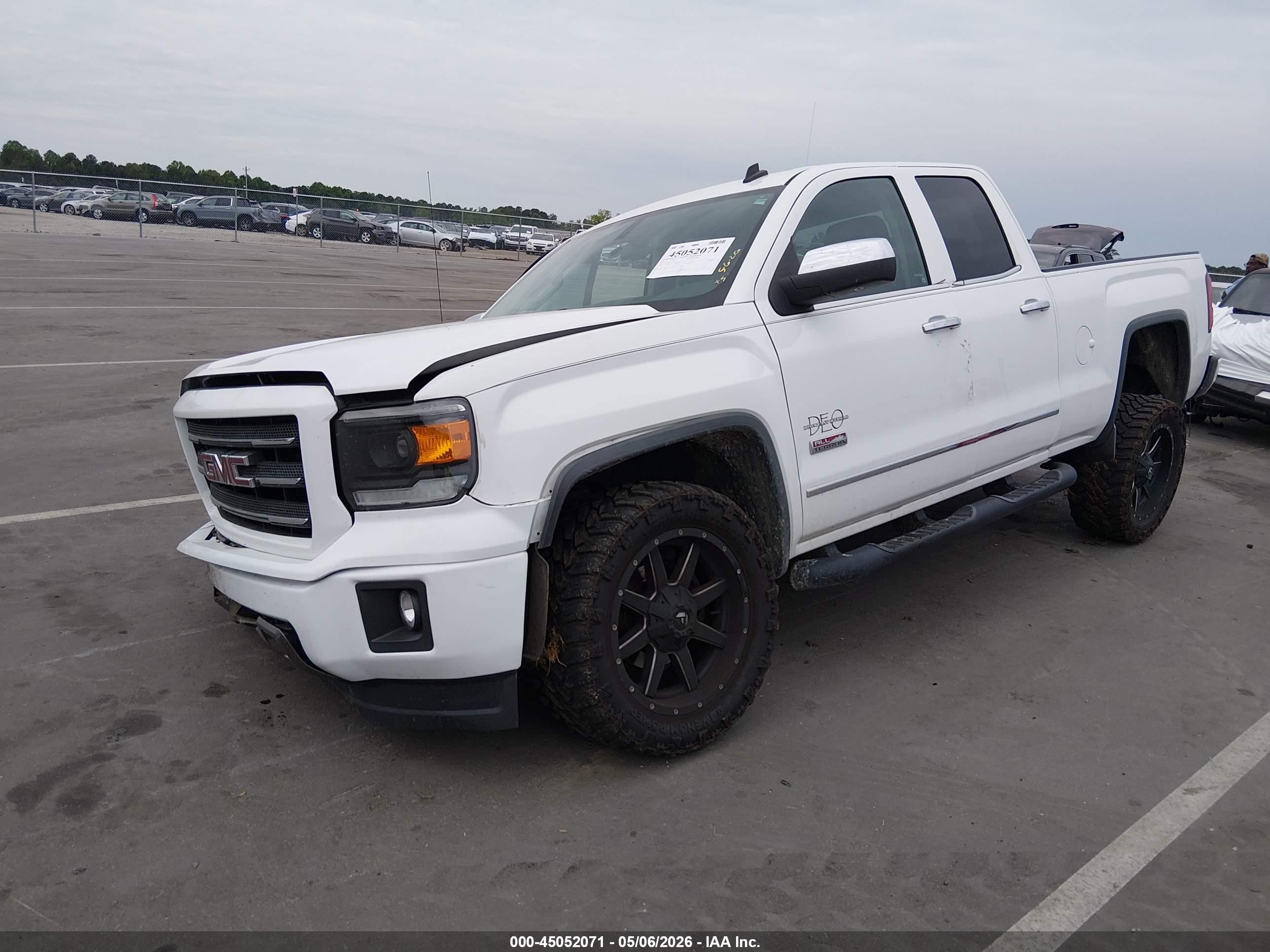 2014 Gmc Sierra 1500 Slt White vin: 1GTV2VEC5EZ127216