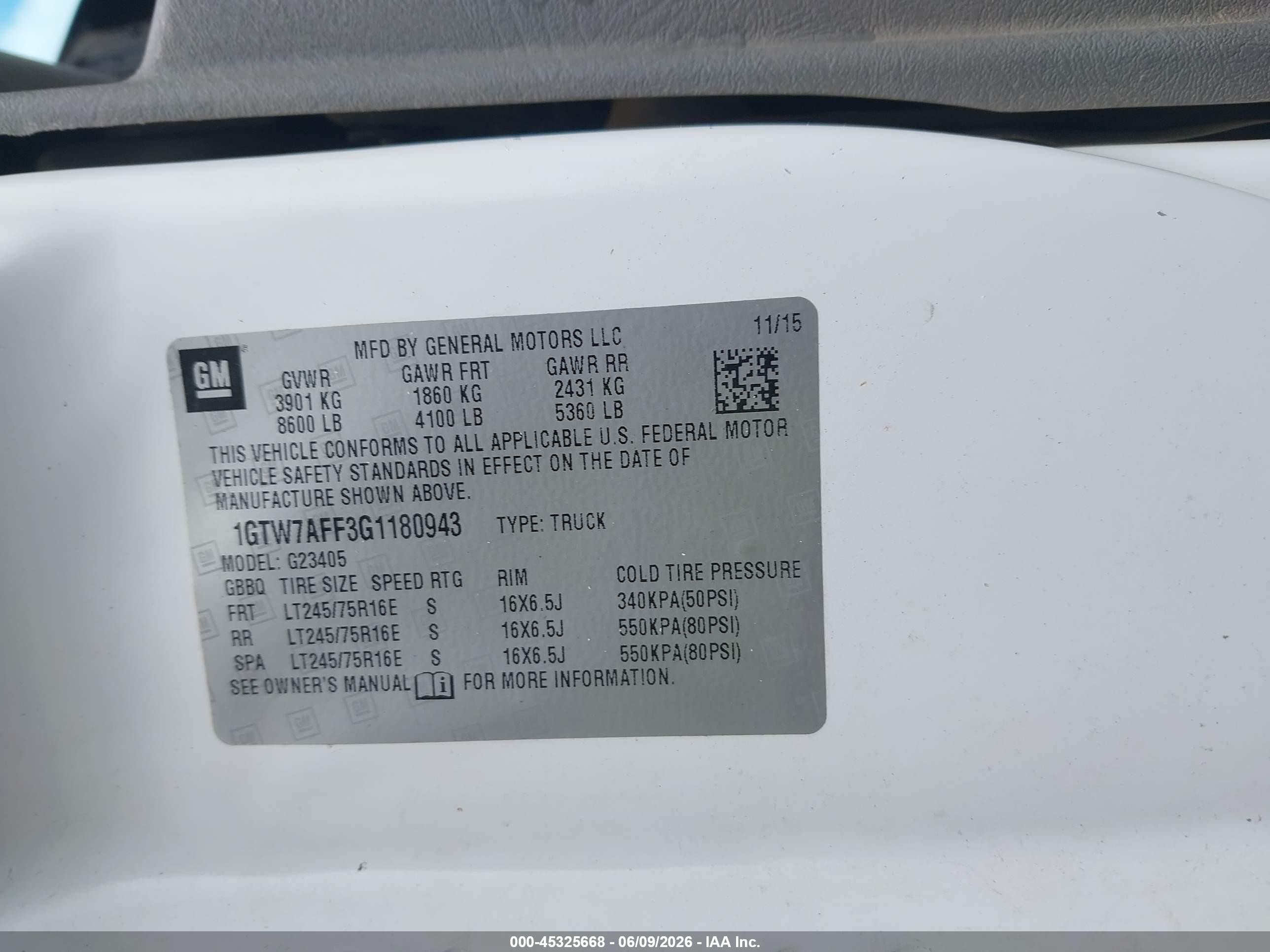 2016 Gmc Savana 2500 Work Van White vin: 1GTW7AFF3G1180943