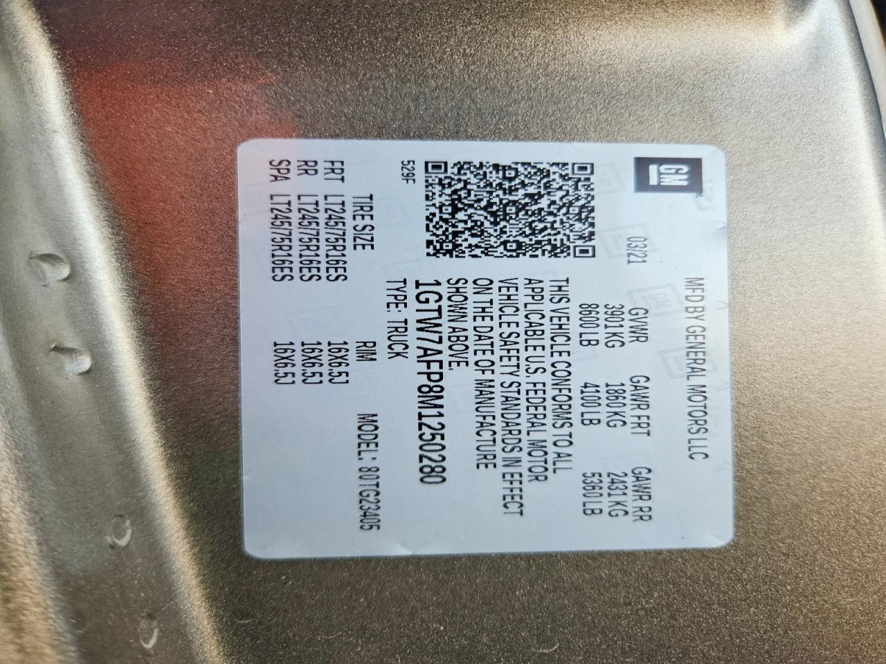 2021 Gmc Savana G2500 Tan vin: 1GTW7AFP8M1250280