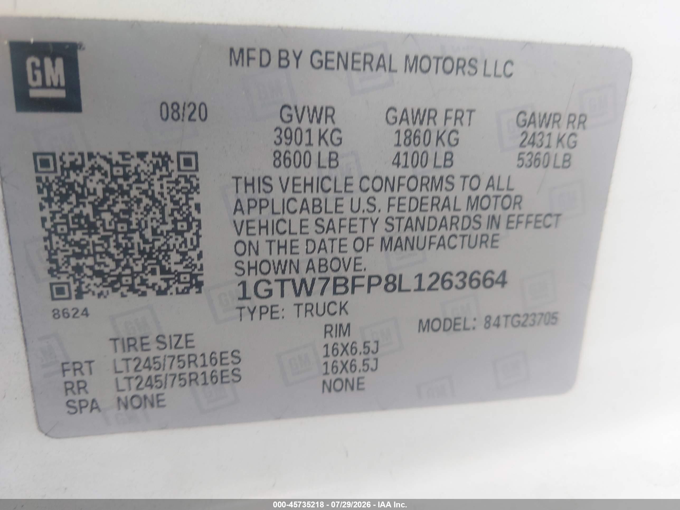 2020 Gmc Savana Cargo Rwd 2500 Extended Wheelbase Work Van White vin: 1GTW7BFP8L1263664