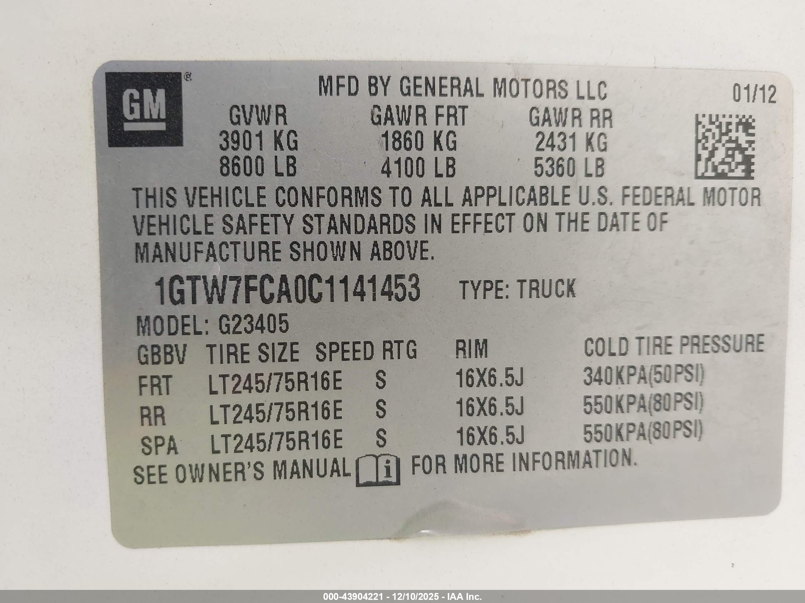 2012 Gmc Savana 2500 Work Van White vin: 1GTW7FCA0C1141453