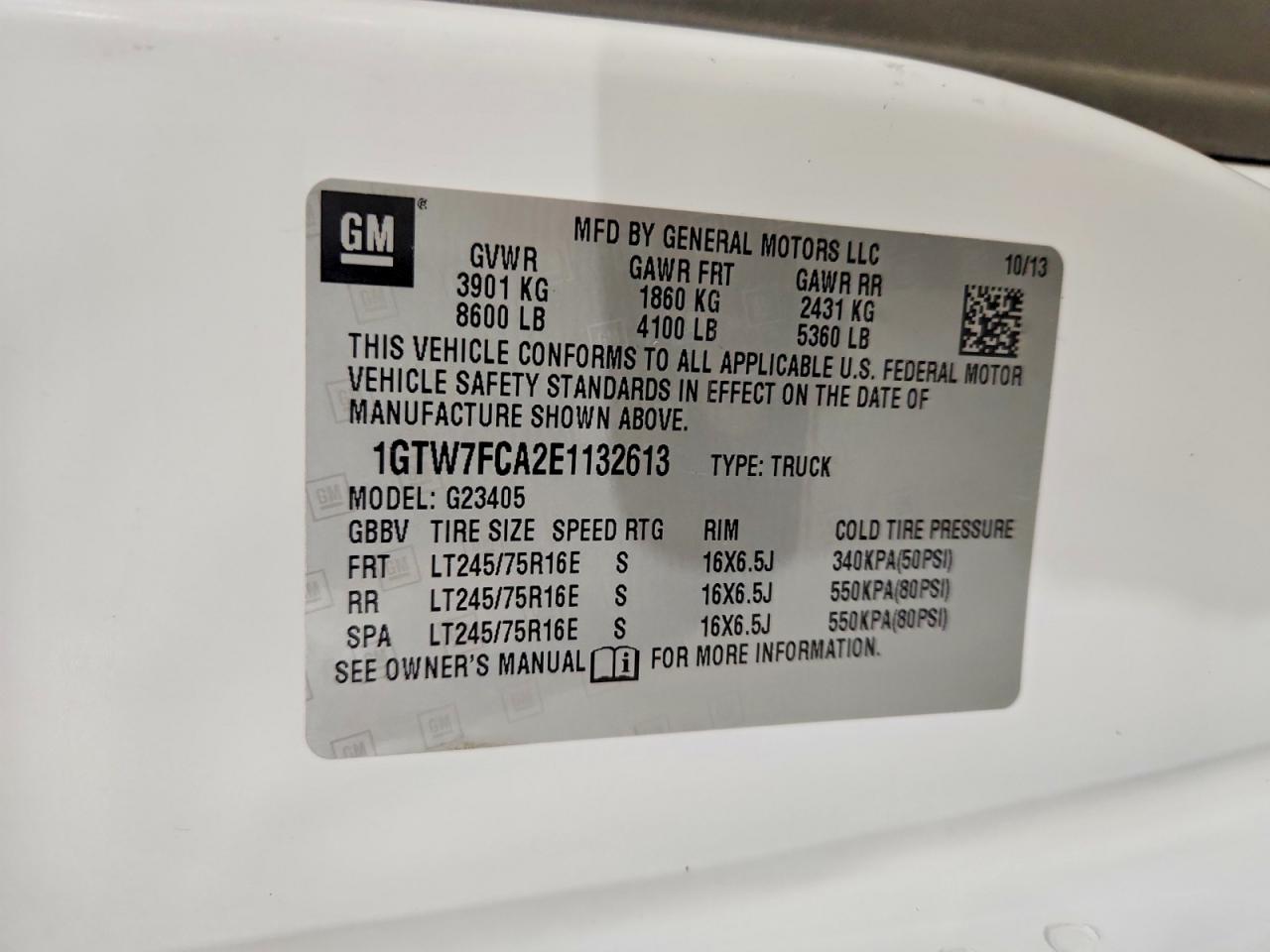 2014 Gmc Savana G2500 Белый vin: 1GTW7FCA2E1132613