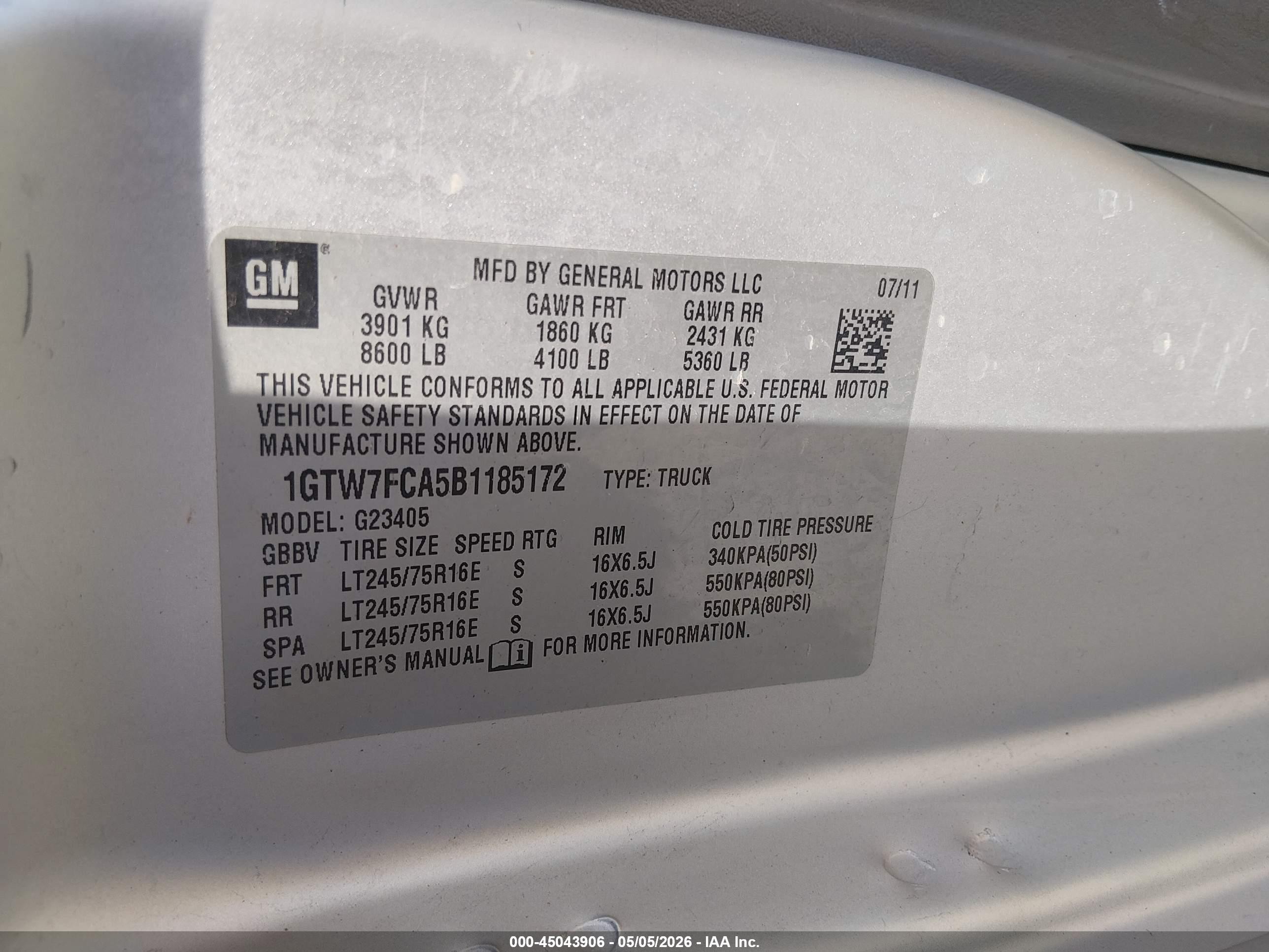 2011 Gmc Savana 2500 Work Van Silver vin: 1GTW7FCA5B1185172