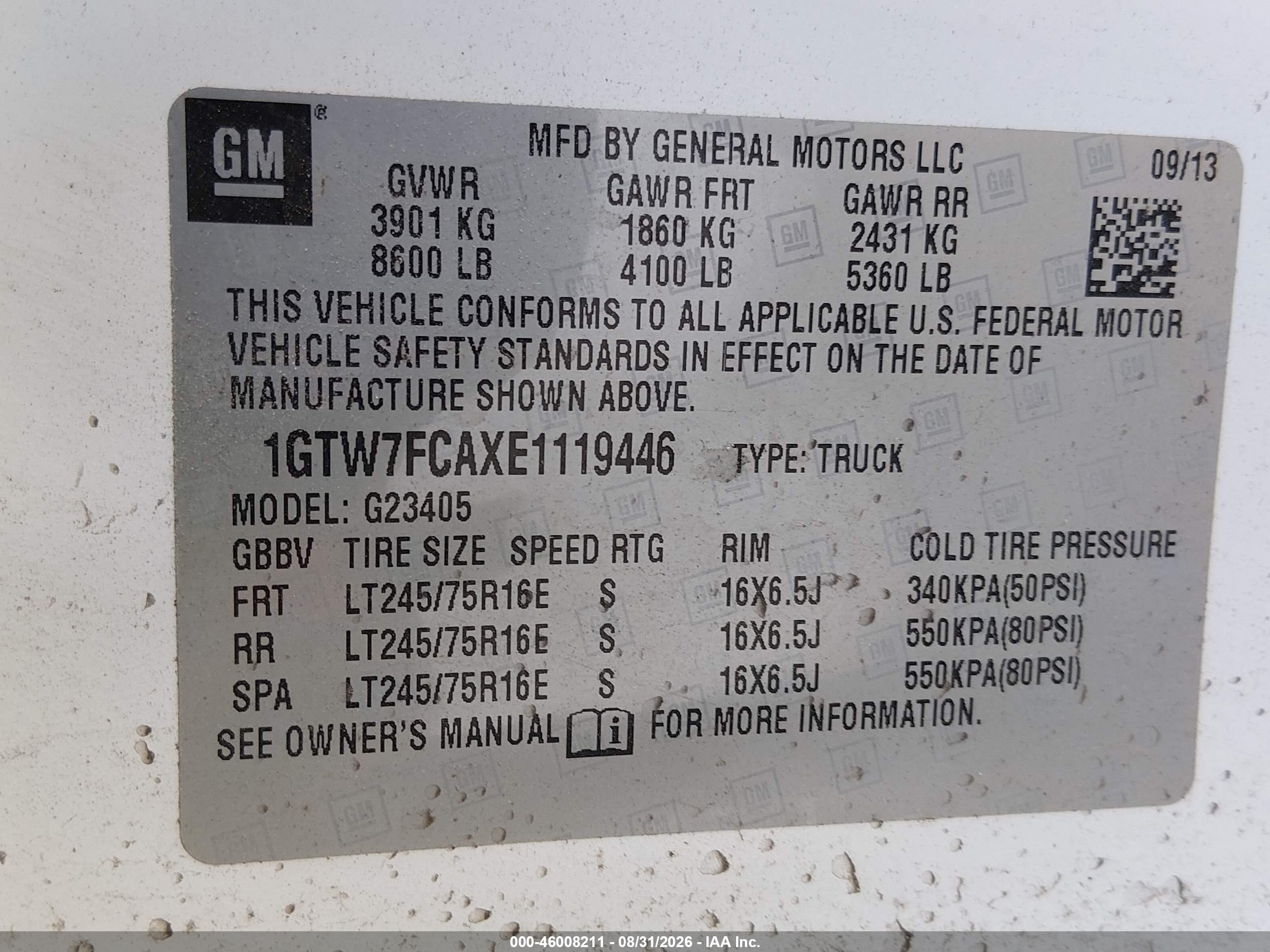 2014 Gmc Savana 2500 Work Van Белый vin: 1GTW7FCAXE1119446