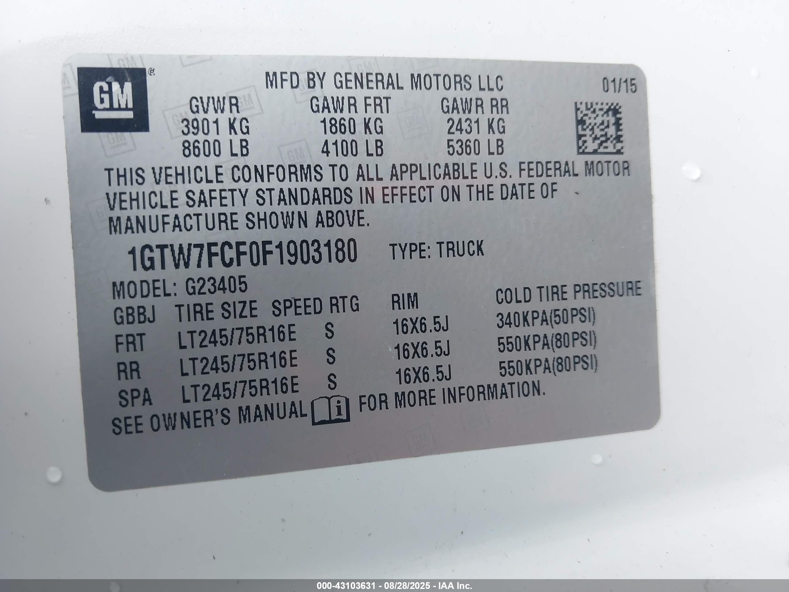2015 Gmc Savana 2500 Work Van Белый vin: 1GTW7FCF0F1903180