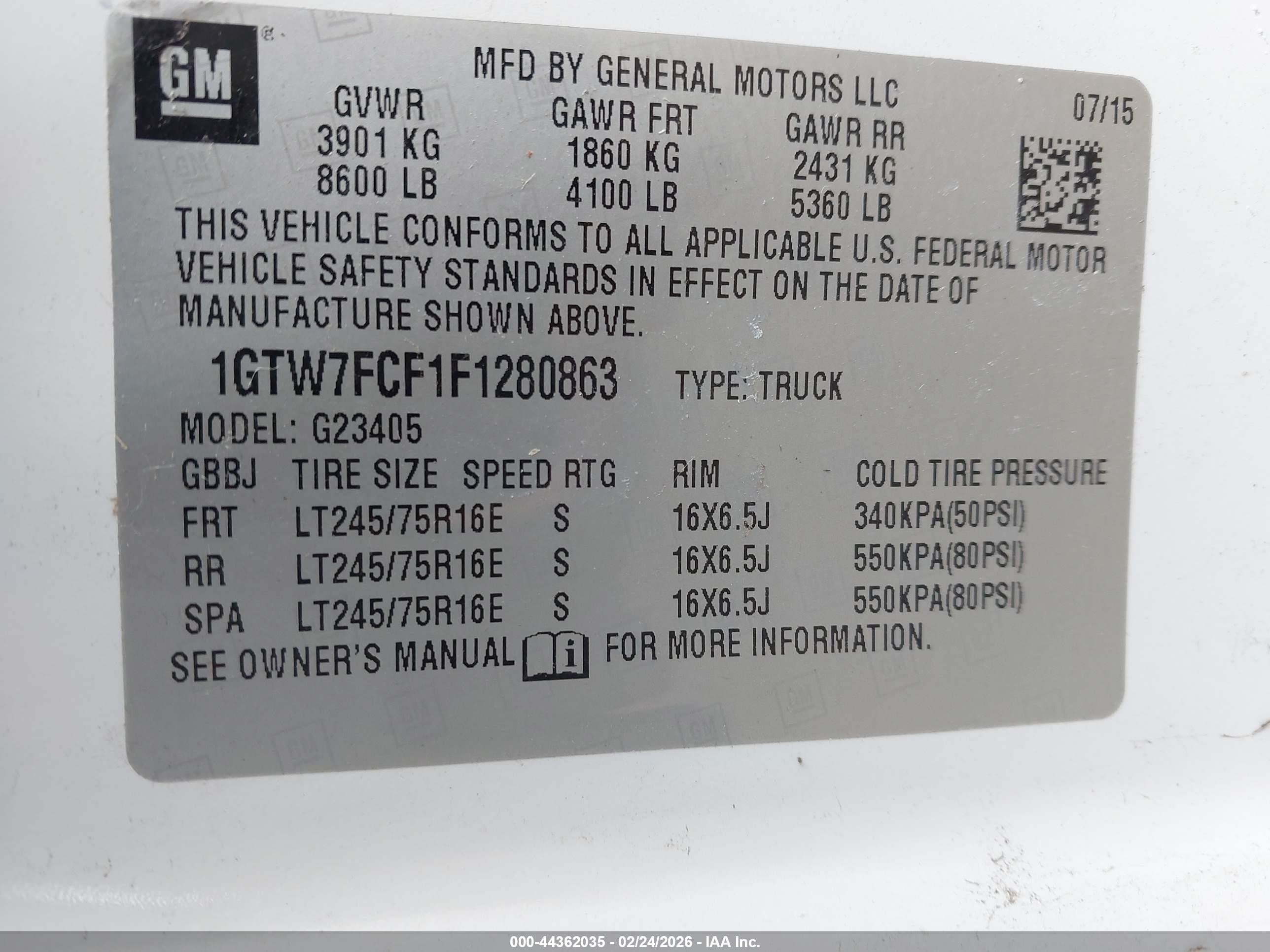 2015 Gmc Savana 2500 Work Van White vin: 1GTW7FCF1F1280863