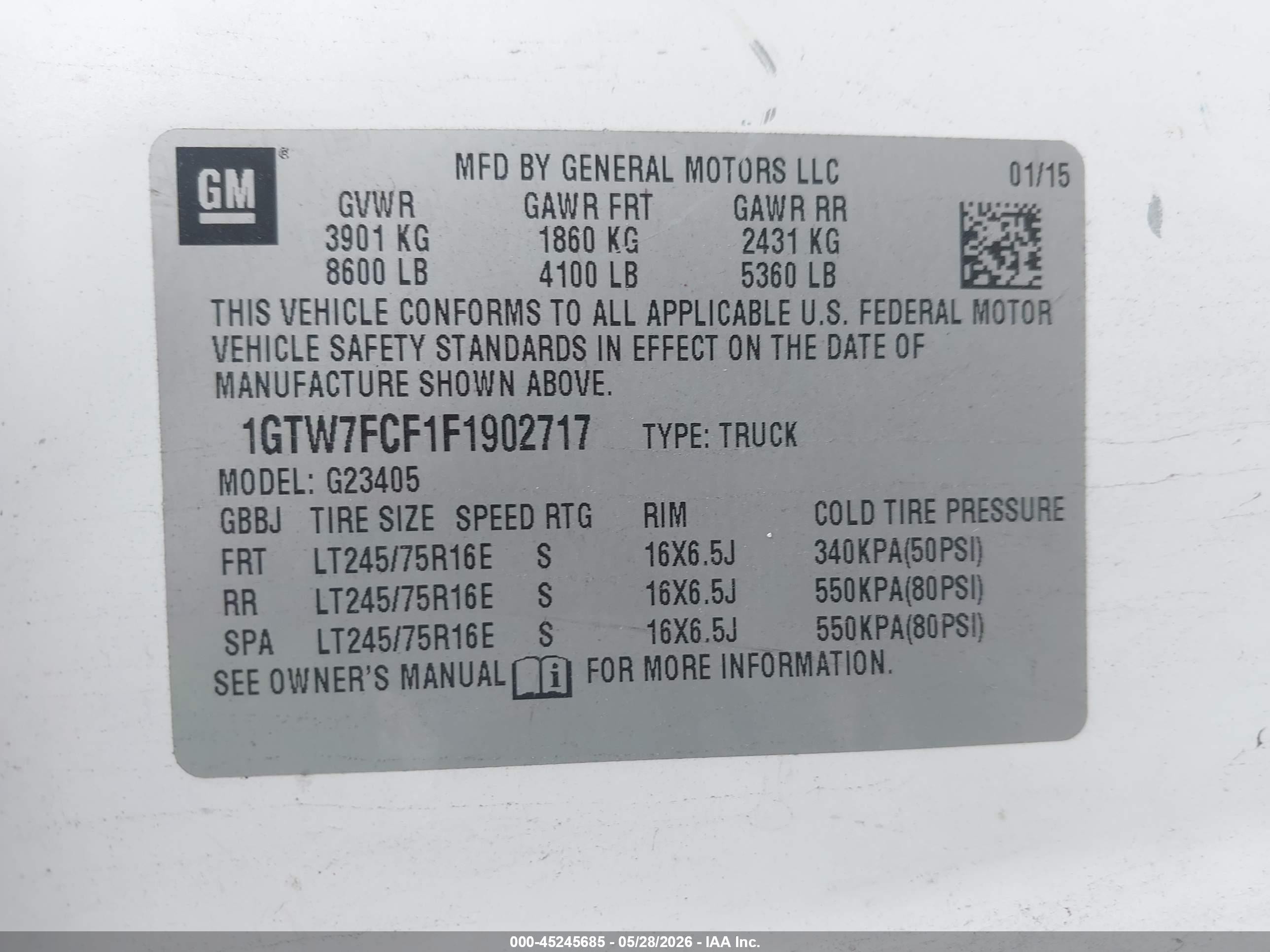 2015 Gmc Savana 2500 Work Van Белый vin: 1GTW7FCF1F1902717