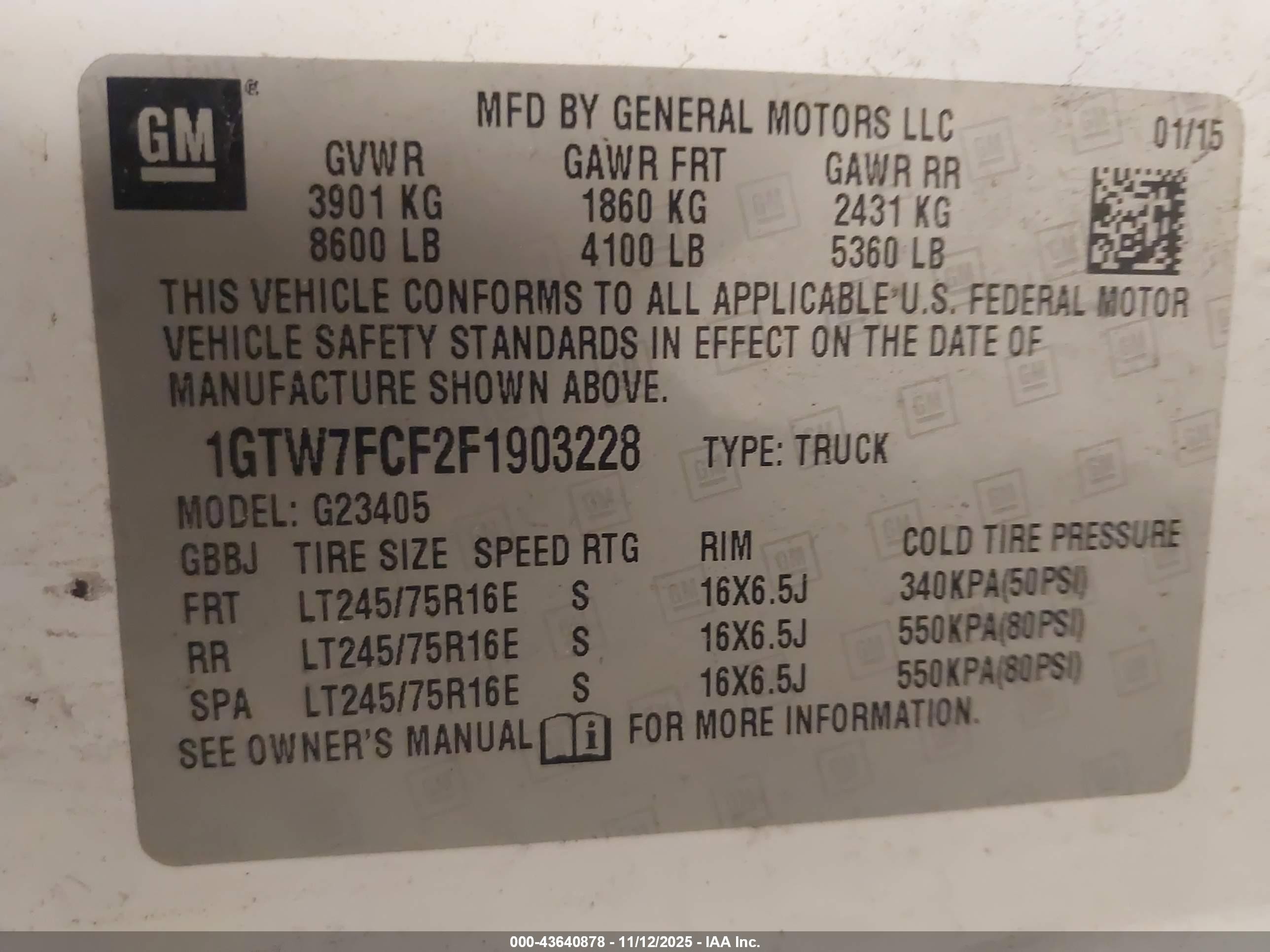 2015 Gmc Savana 2500 Work Van Белый vin: 1GTW7FCF2F1903228