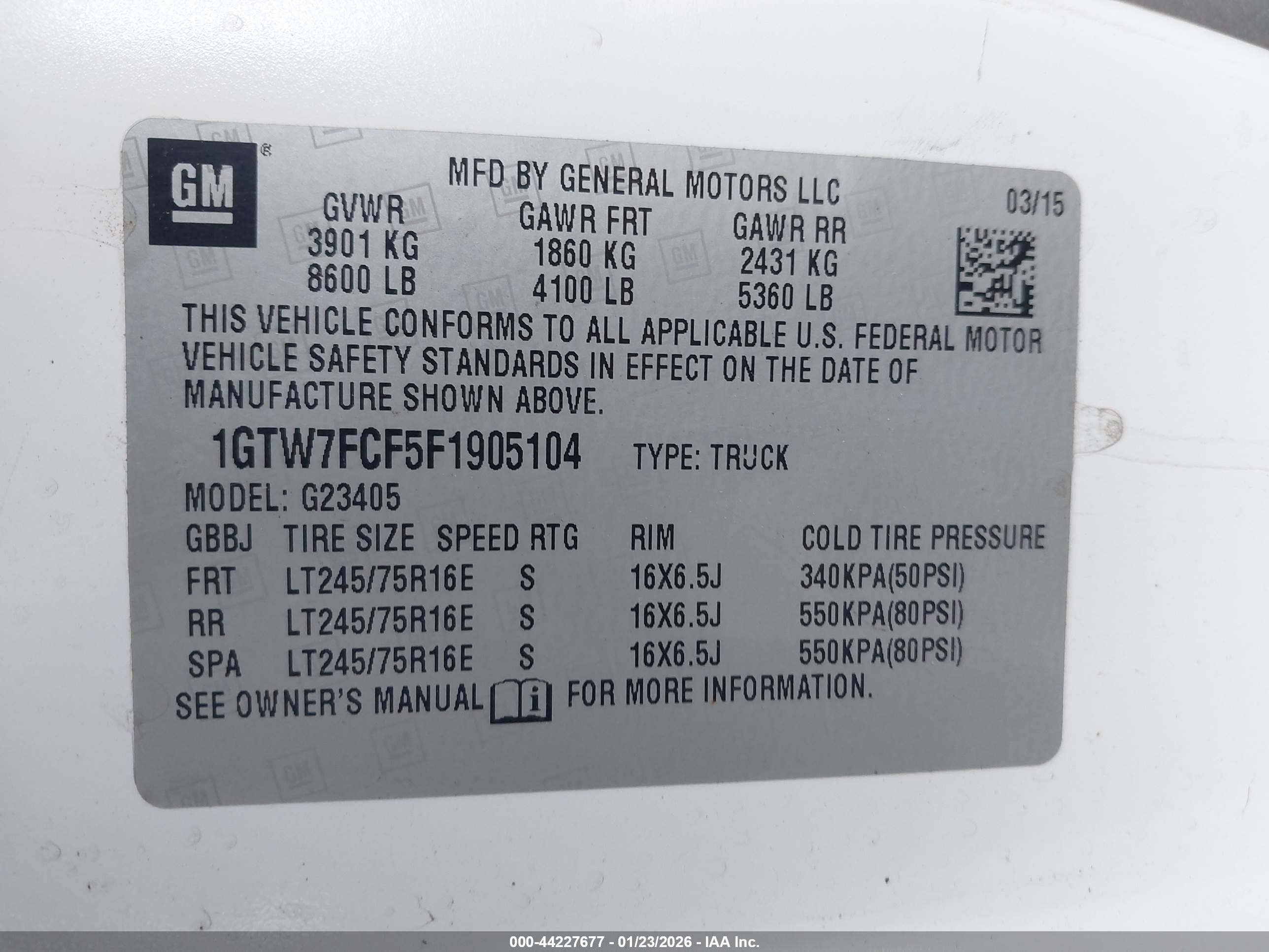 2015 Gmc Savana 2500 Work Van White vin: 1GTW7FCF5F1905104