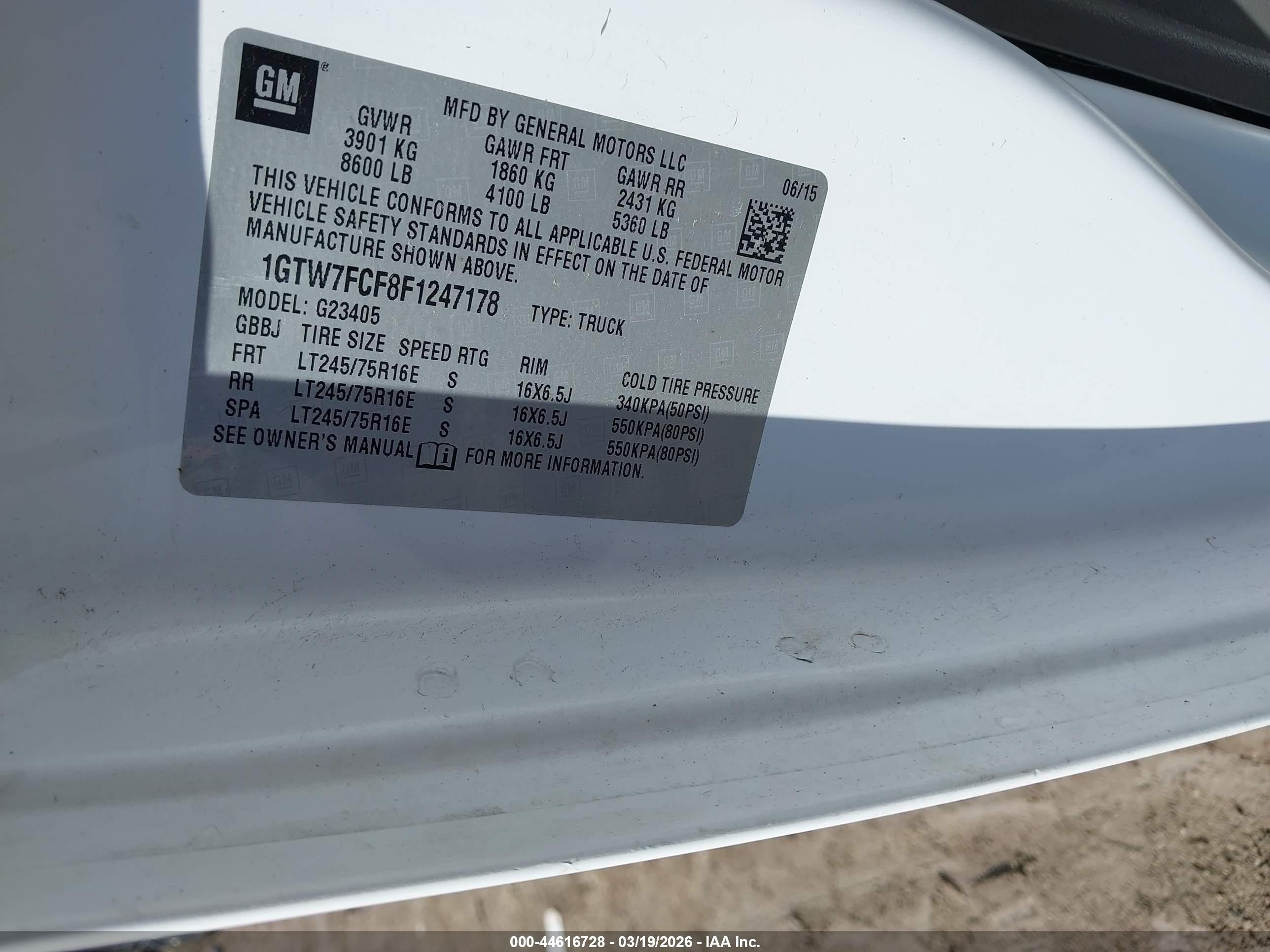 2015 Gmc Savana 2500 Work Van White vin: 1GTW7FCF8F1247178