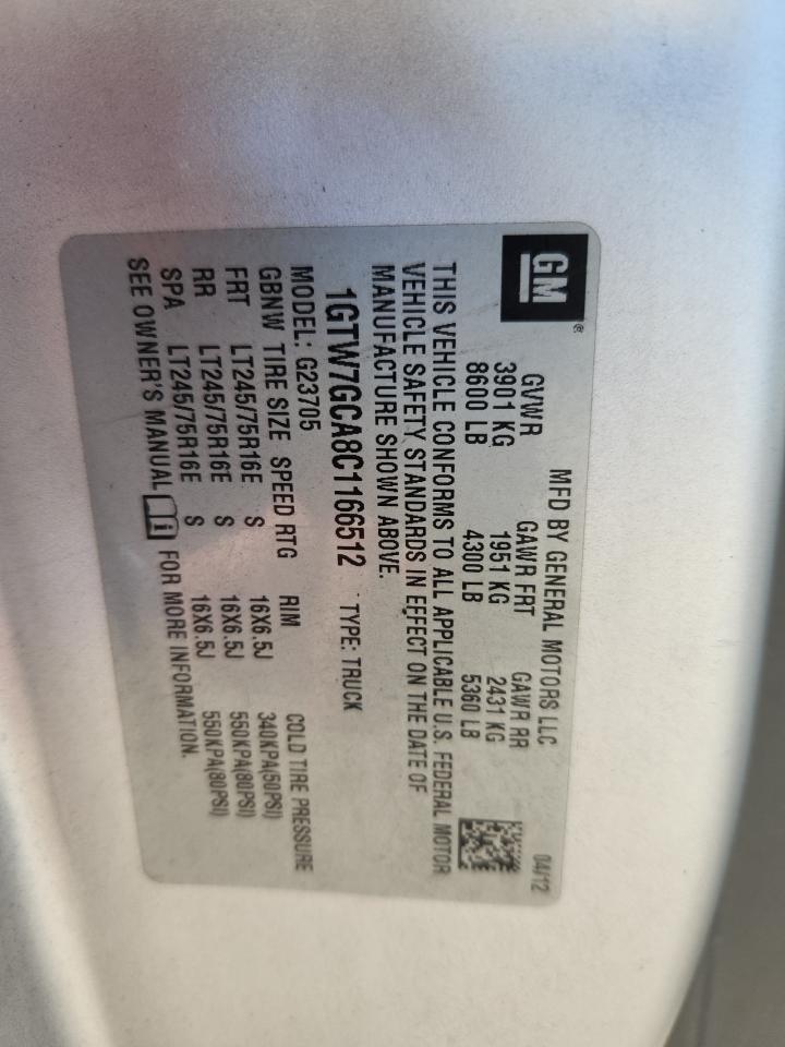 2012 Gmc Savana G2500 Gray vin: 1GTW7GCA8C1166512