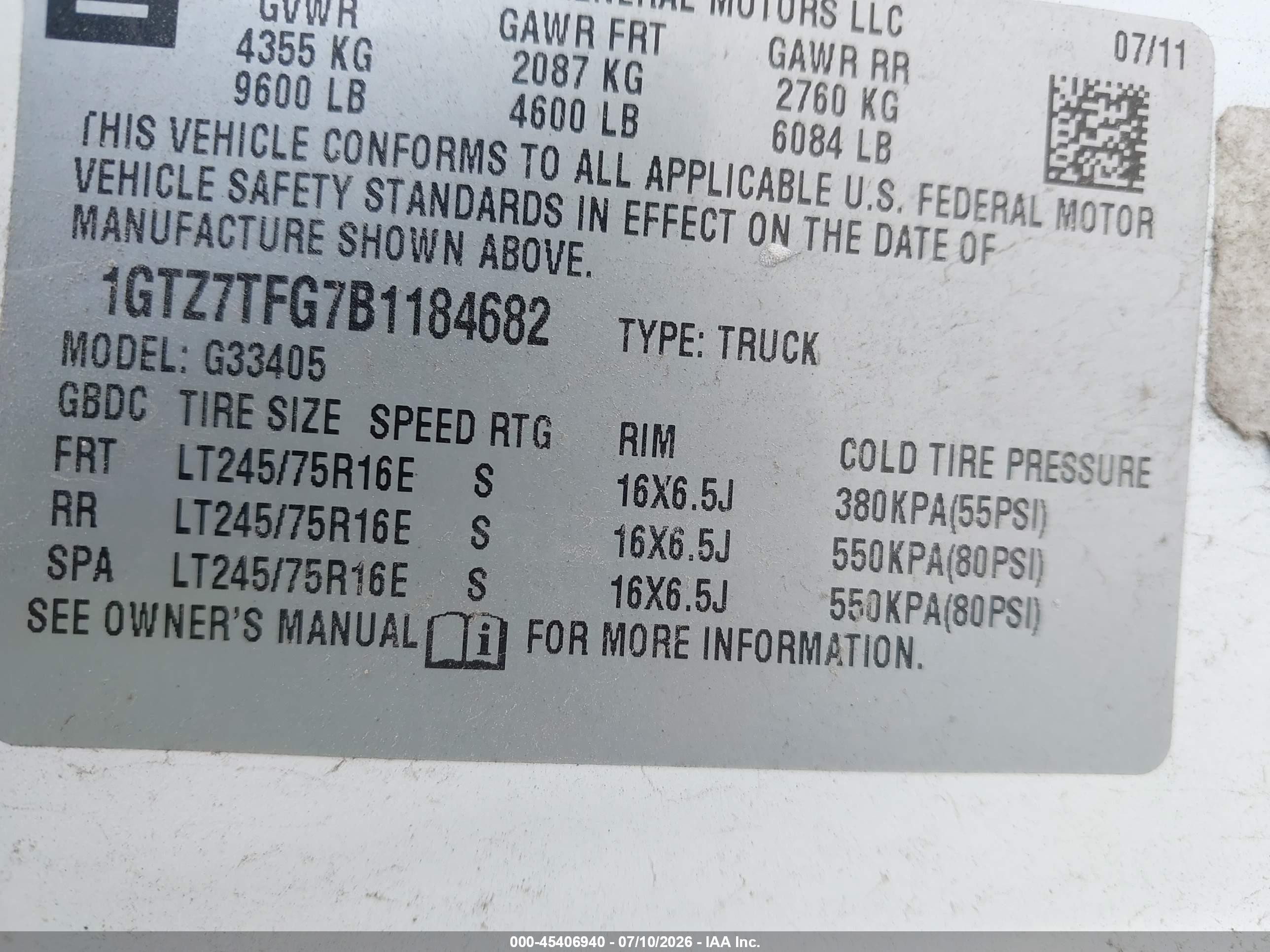 2011 Gmc Savana 3500 Work Van White vin: 1GTZ7TFG7B1184682