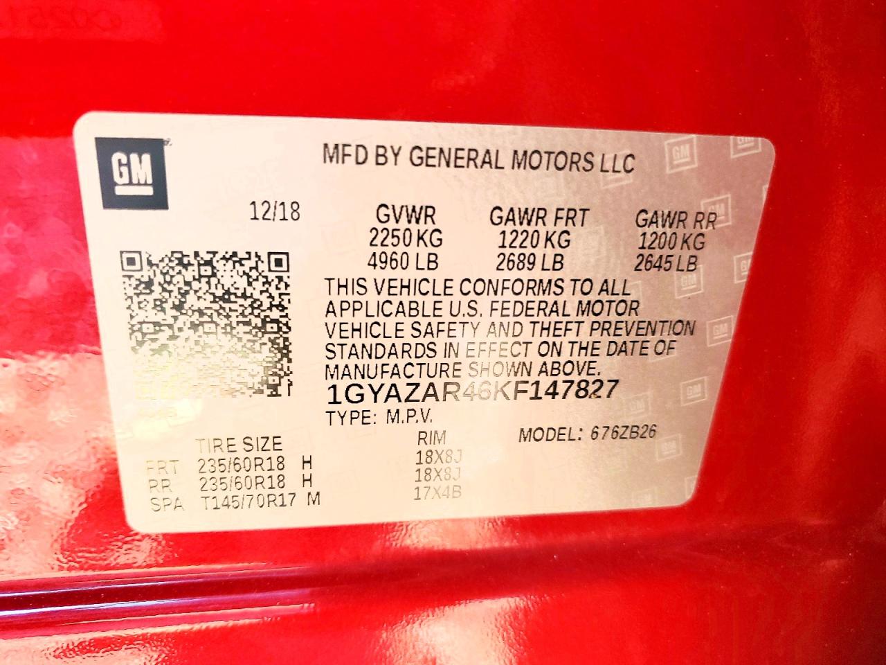 2019 Cadillac Xt4 Luxury Red vin: 1GYAZAR46KF147827