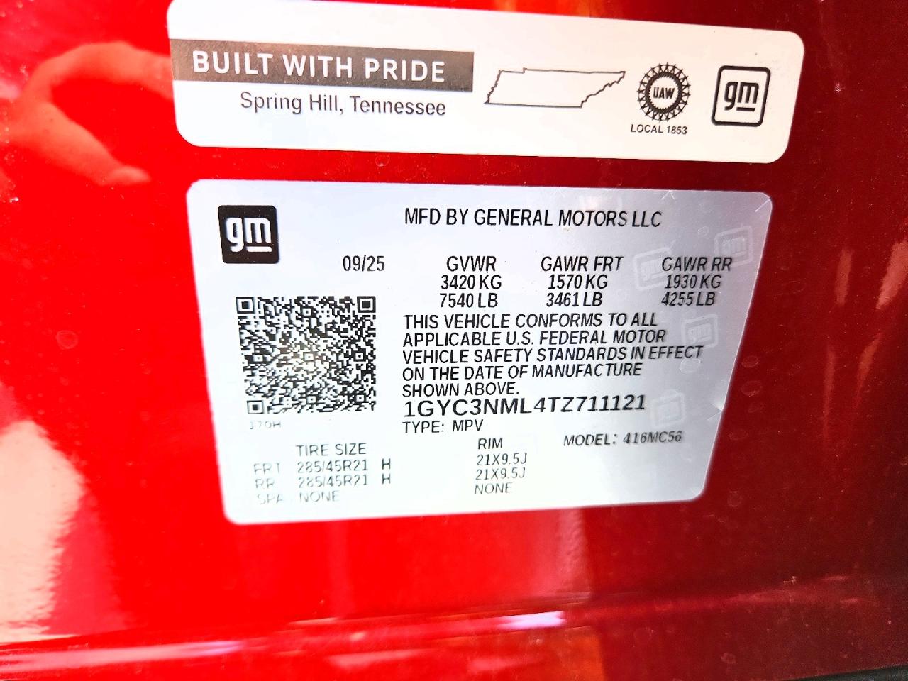 2026 Cadillac Vistiq Sport Red vin: 1GYC3NML4TZ711121