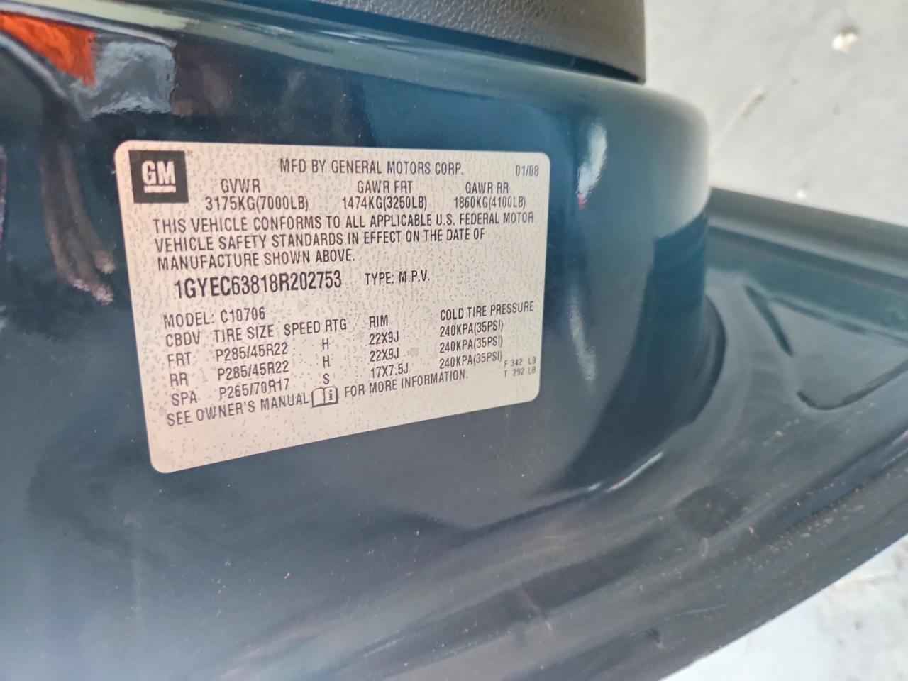2008 Cadillac Escalade Luxury Черный vin: 1GYEC63818R202753