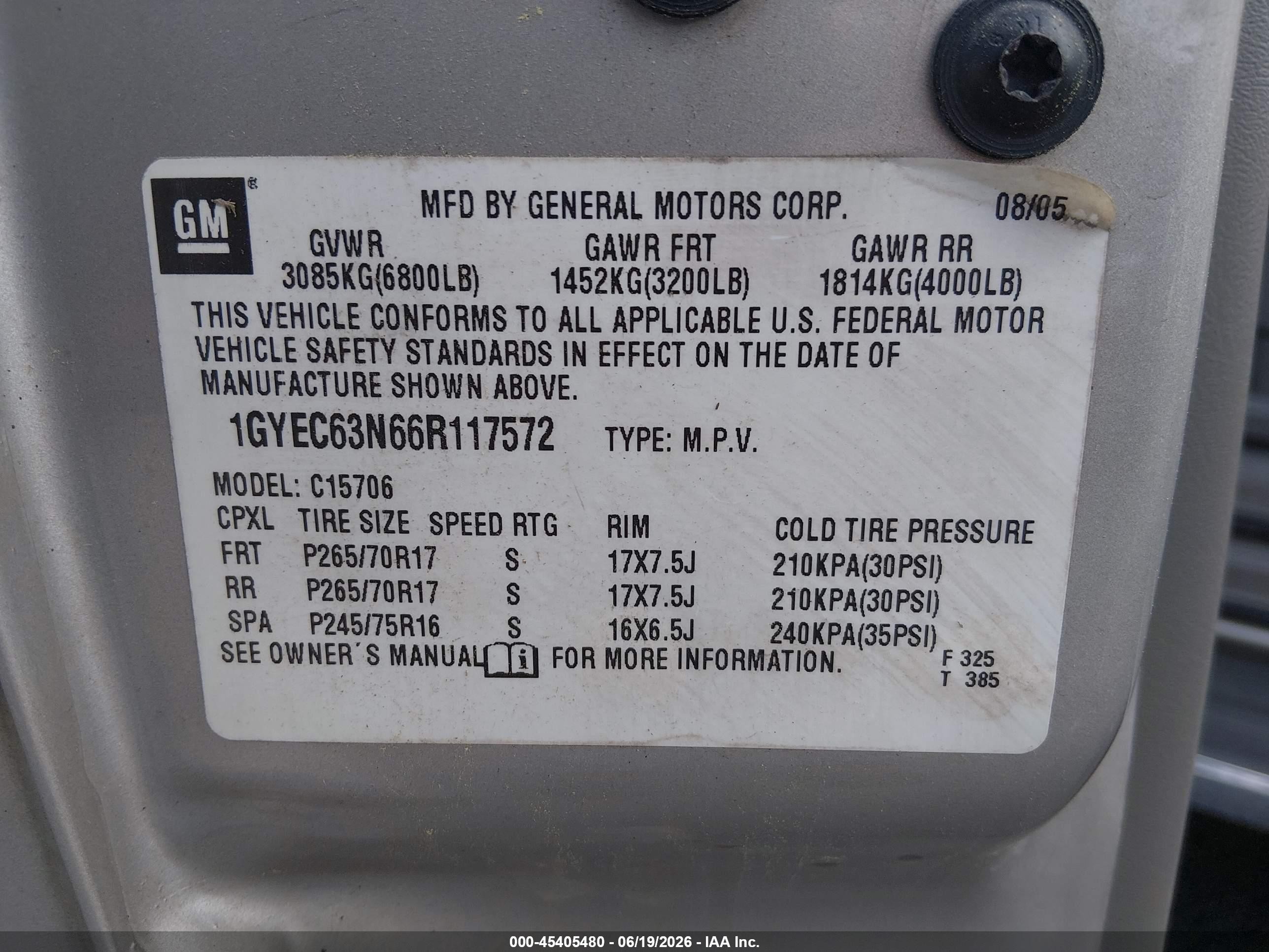 2006 Cadillac Escalade Standard Tan vin: 1GYEC63N66R117572