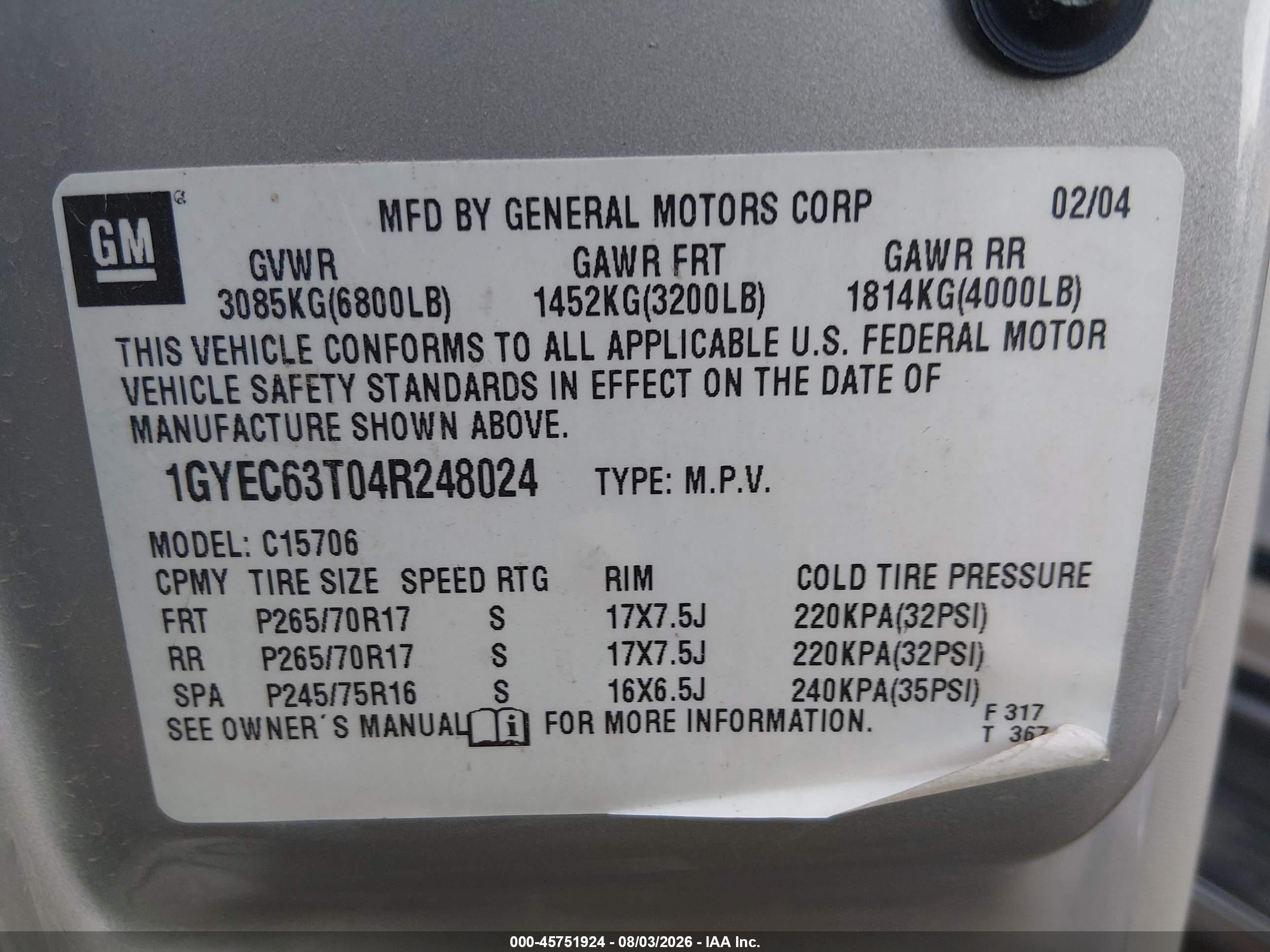 2004 Cadillac Escalade Standard Tan vin: 1GYEC63T04R248024