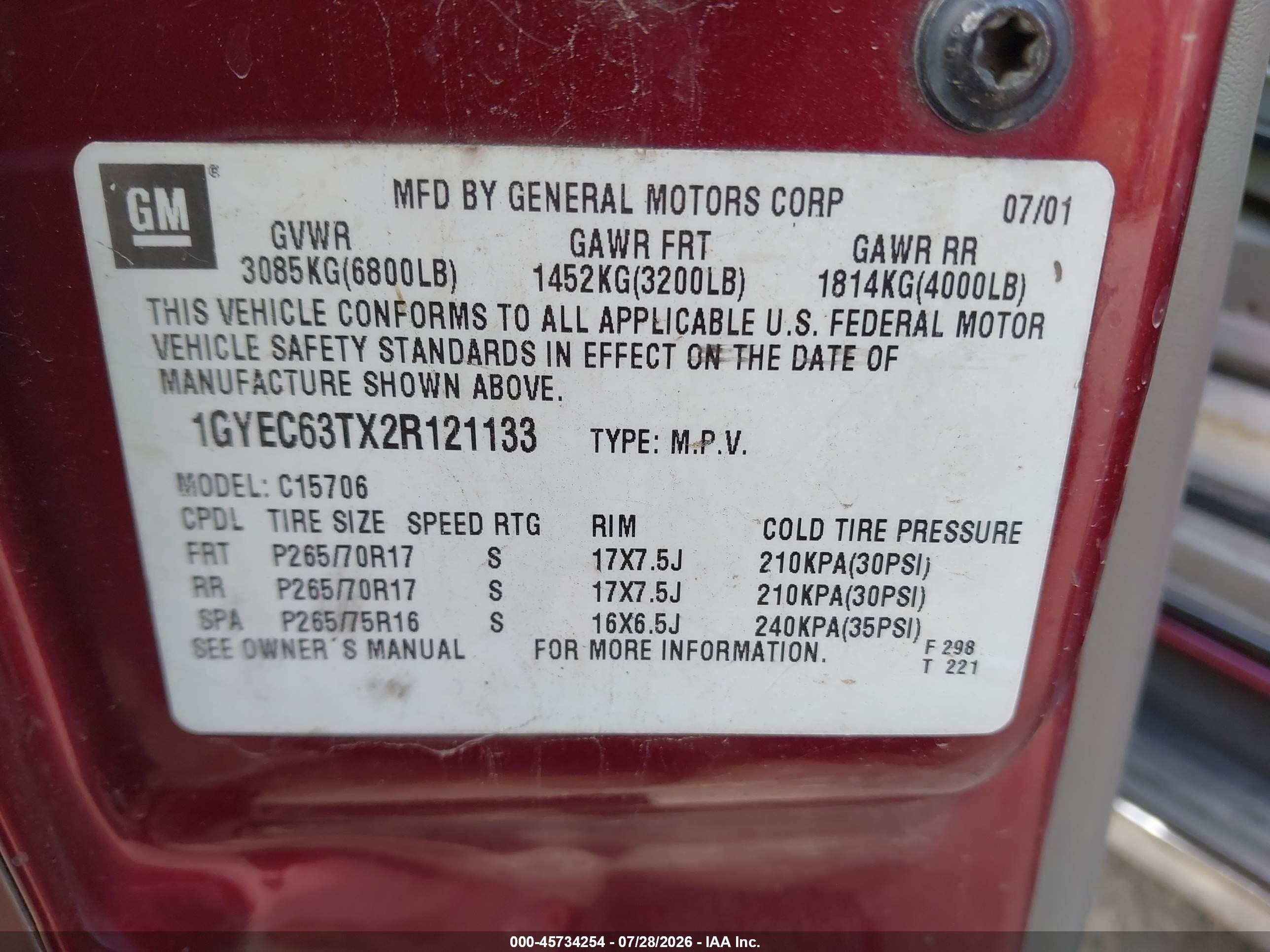 2002 Cadillac Escalade Standard Maroon vin: 1GYEC63TX2R121133