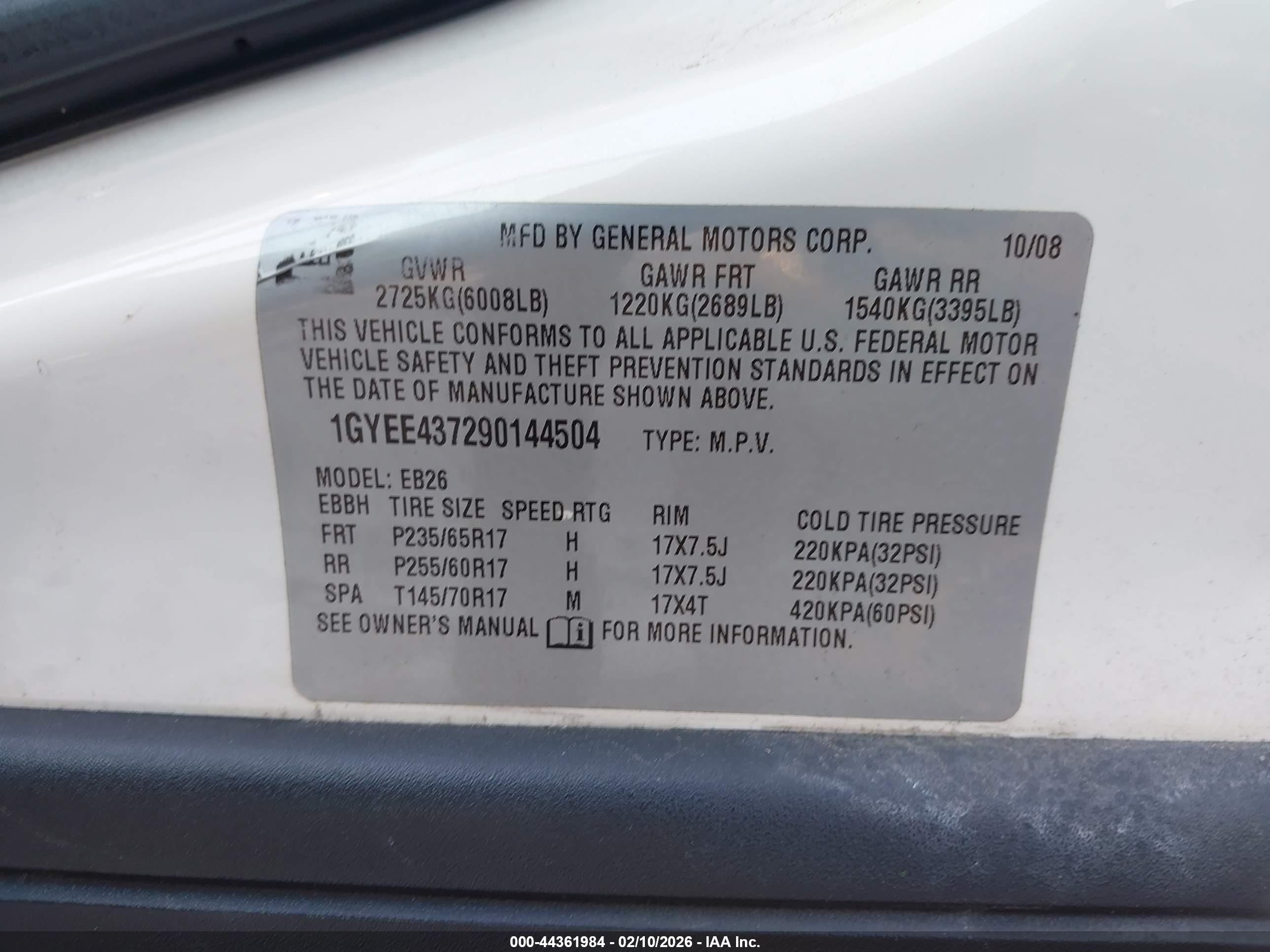 2009 Cadillac Srx V6 Белый vin: 1GYEE437290144504