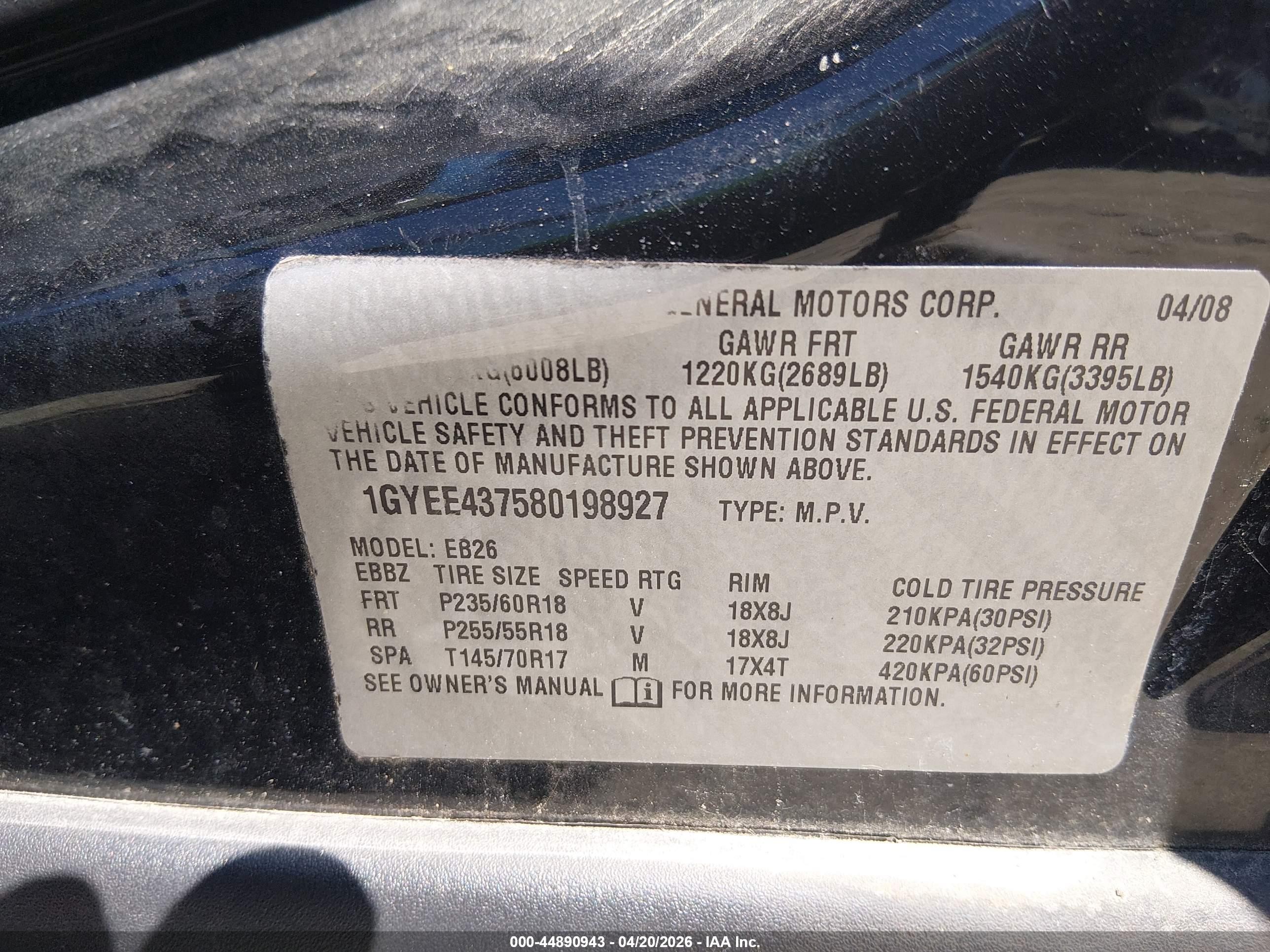 2008 Cadillac Srx V6 Black vin: 1GYEE437580198927