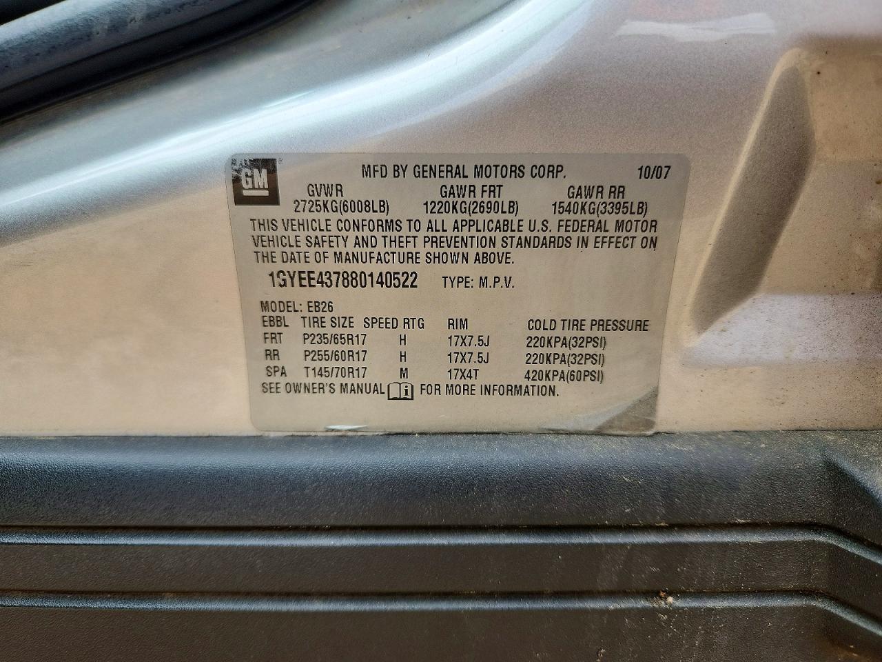 2008 Cadillac Srx Silver vin: 1GYEE437880140522