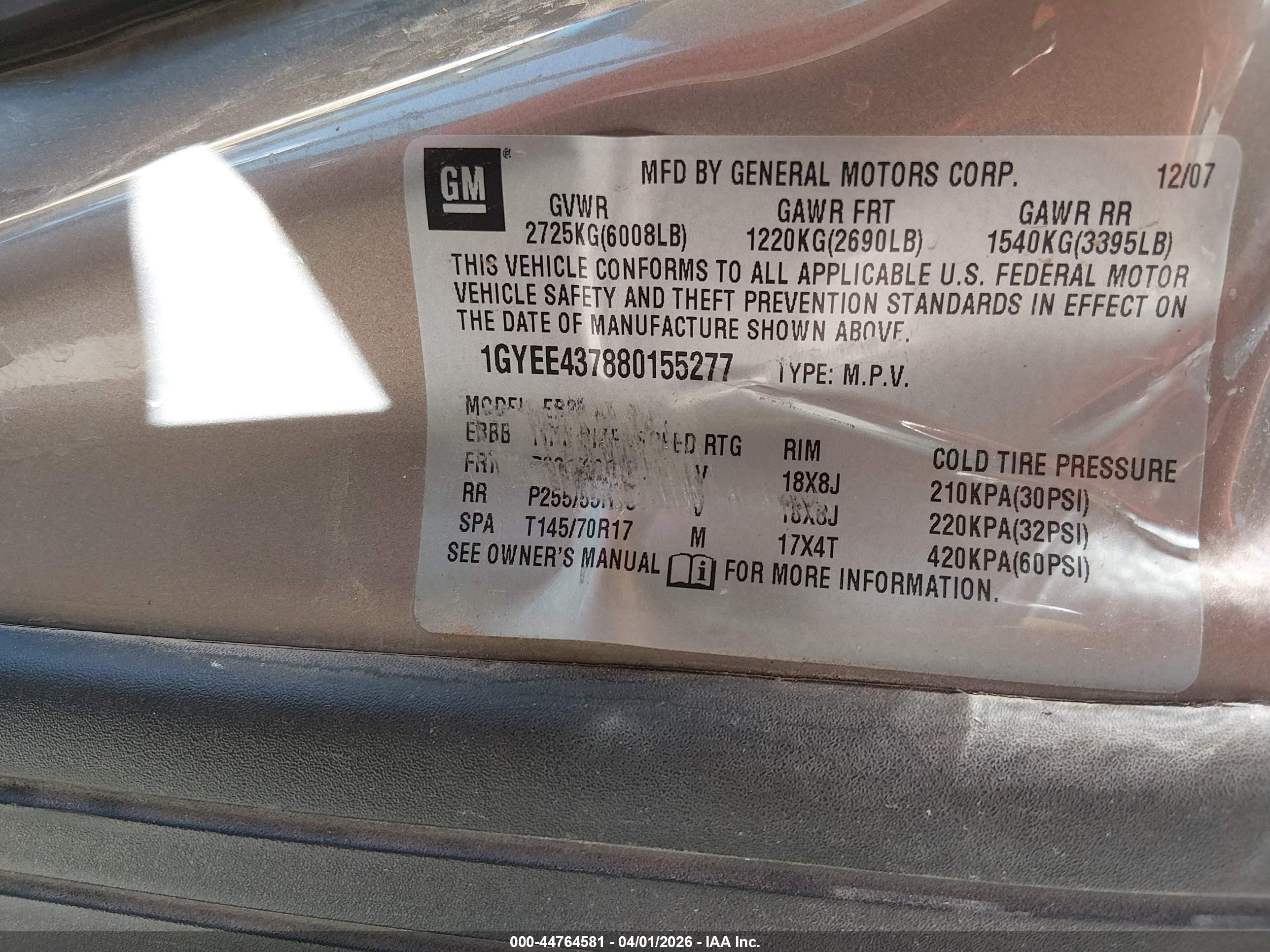 2008 Cadillac Srx V6 Beige vin: 1GYEE437880155277