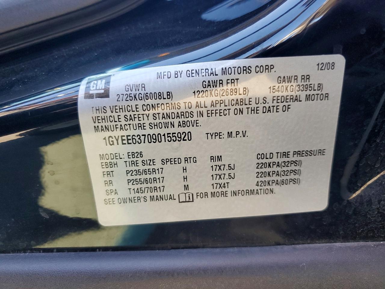 2009 Cadillac Srx Черный vin: 1GYEE637090155920
