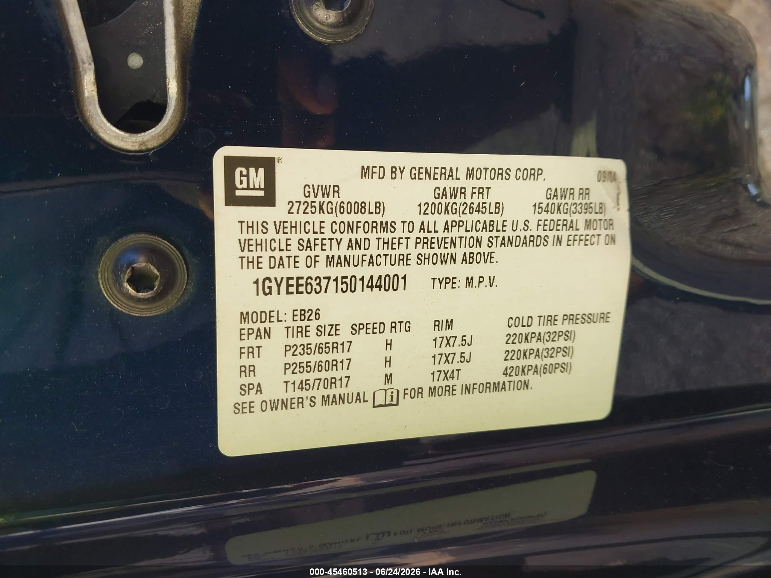 2005 Cadillac Srx V6 Blue vin: 1GYEE637150144001