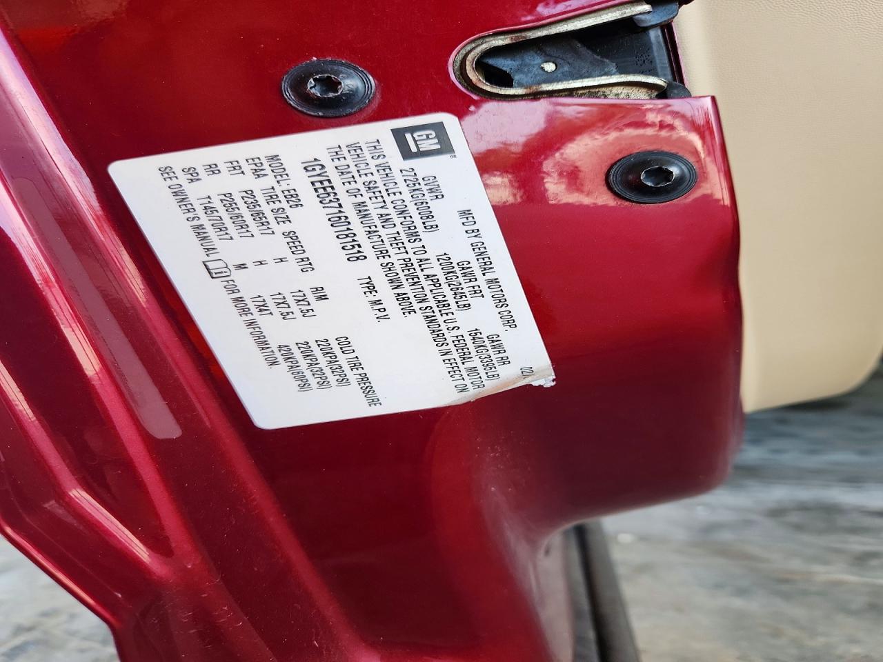 2006 Cadillac Srx Burgundy vin: 1GYEE637160181518