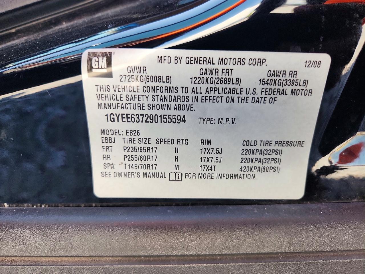 2009 Cadillac Srx Черный vin: 1GYEE637290155594
