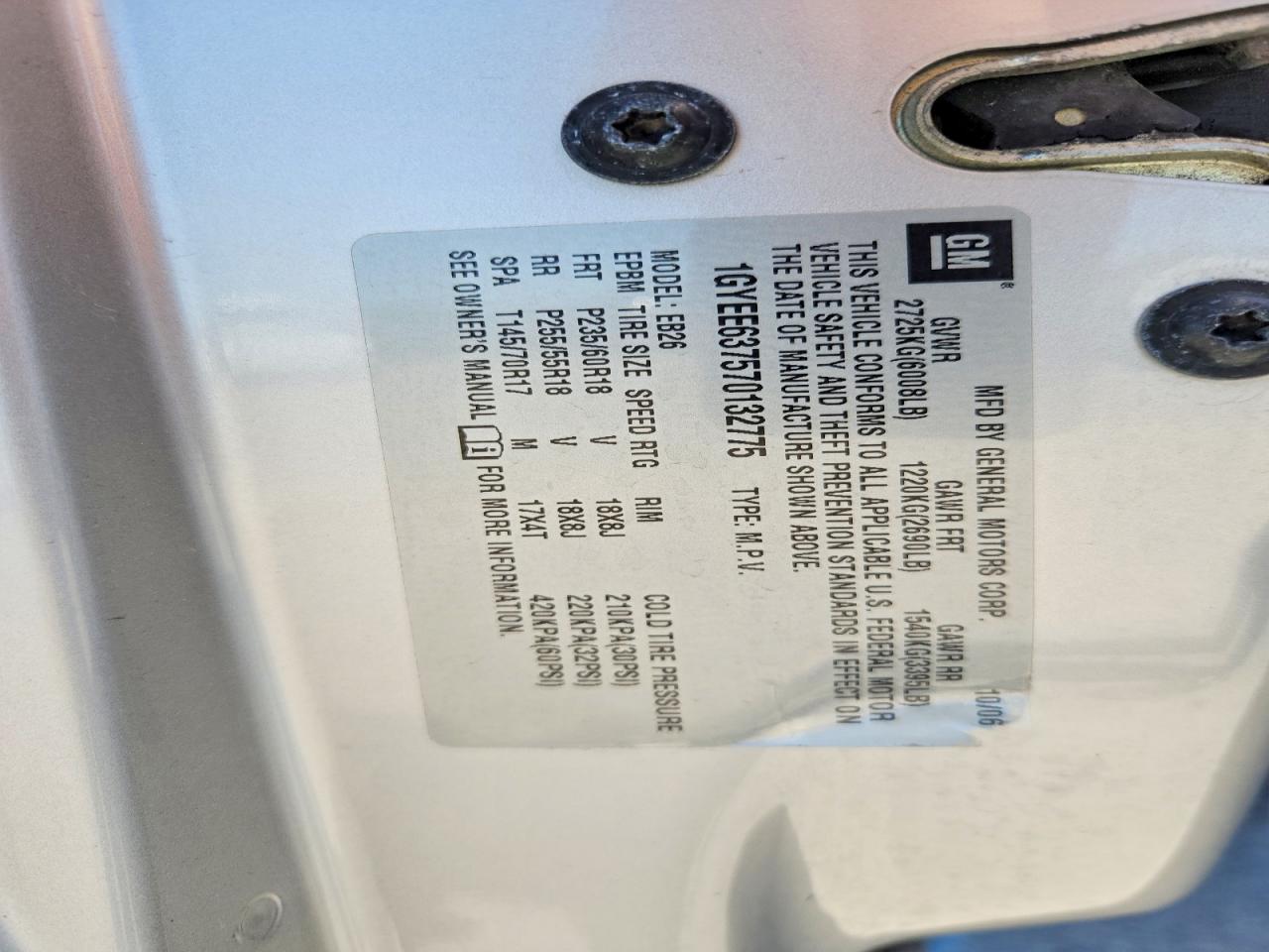 2007 Cadillac Srx Silver vin: 1GYEE637570132775
