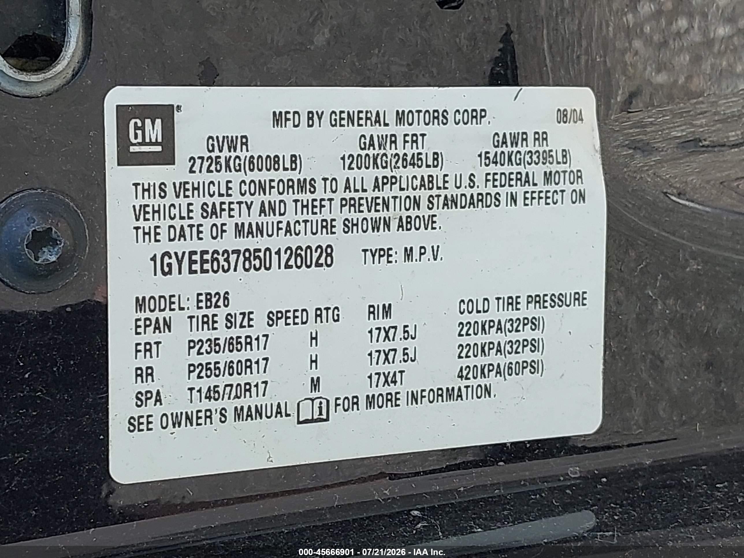 2005 Cadillac Srx V6 Black vin: 1GYEE637850126028