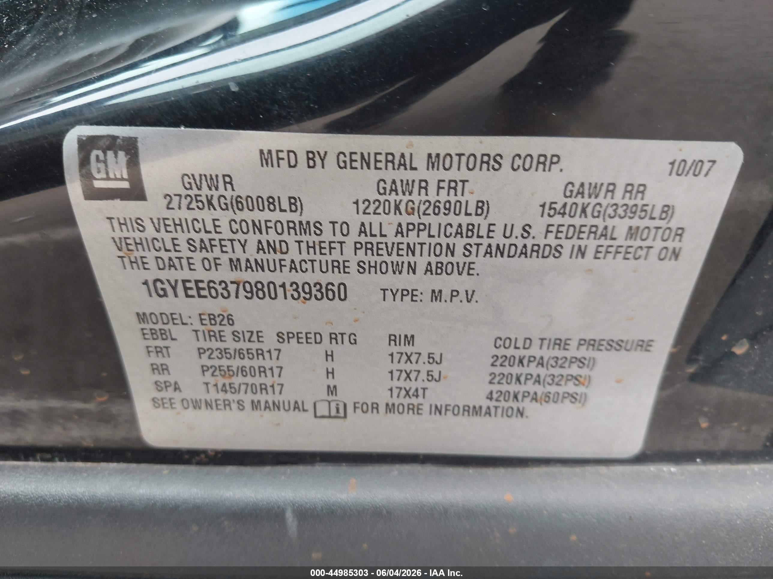 2008 Cadillac Srx V6 Black vin: 1GYEE637980139360