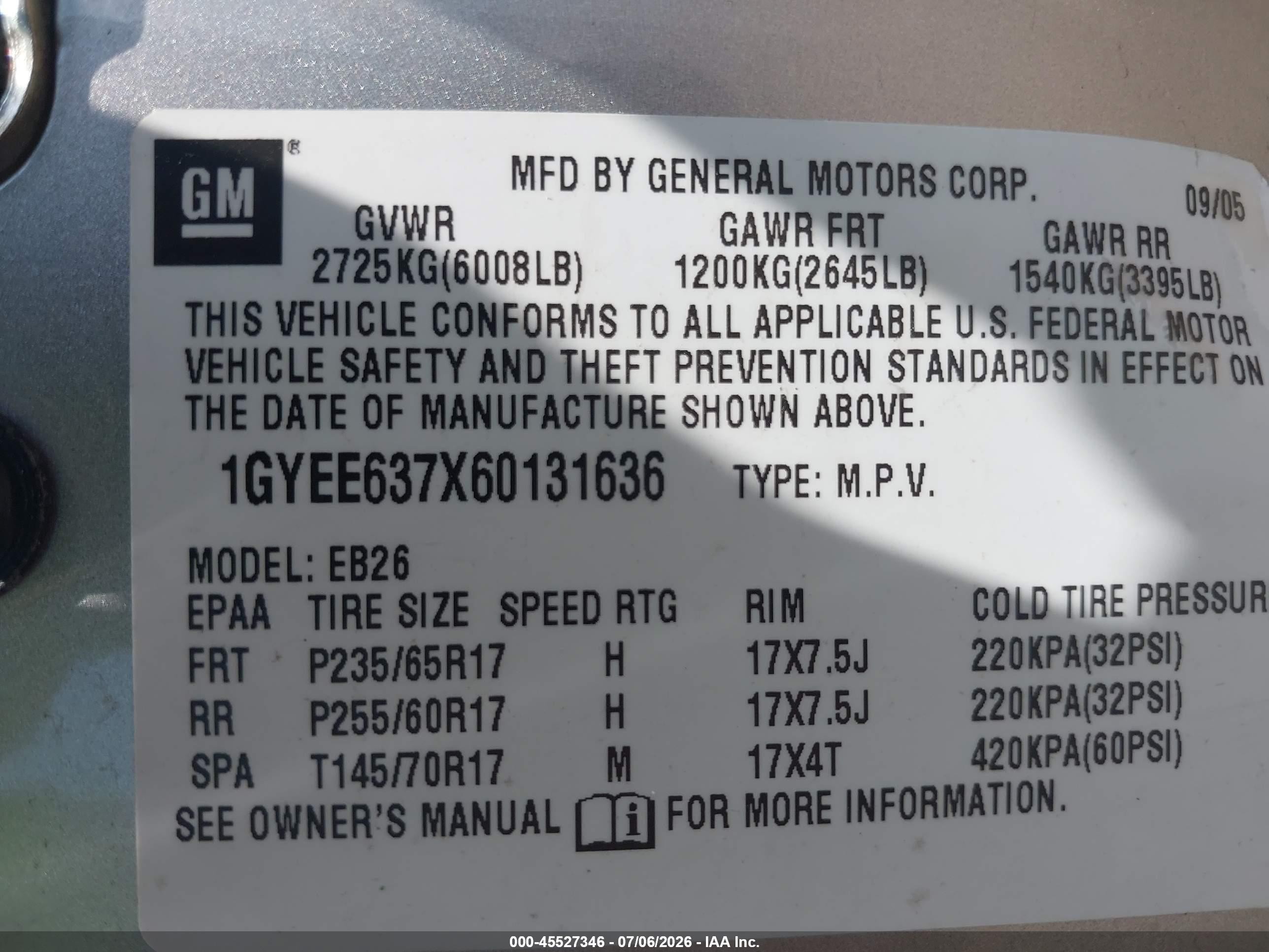 2006 Cadillac Srx V6 Brown vin: 1GYEE637X60131636