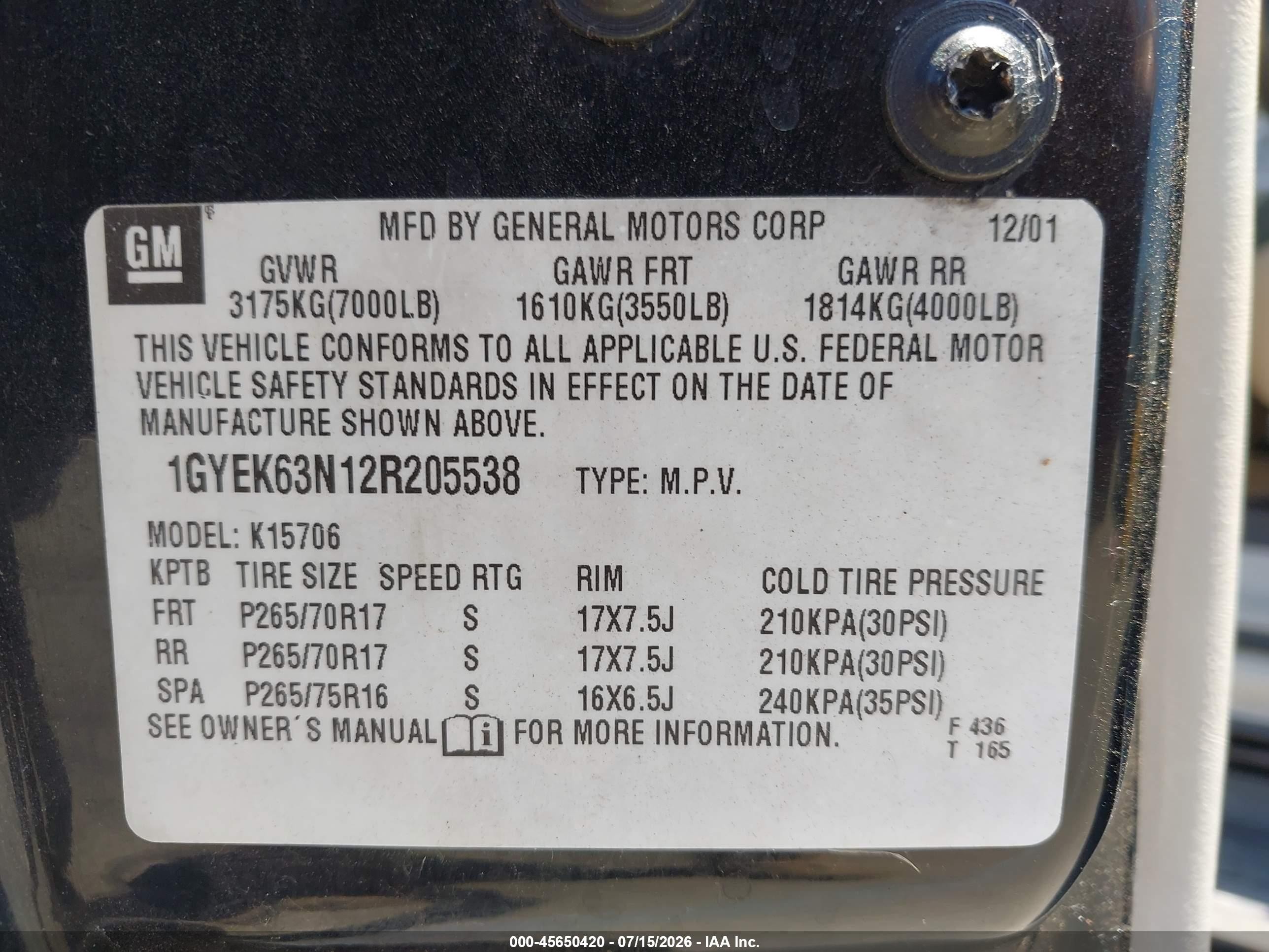 2002 Cadillac Escalade Standard Черный vin: 1GYEK63N12R205538
