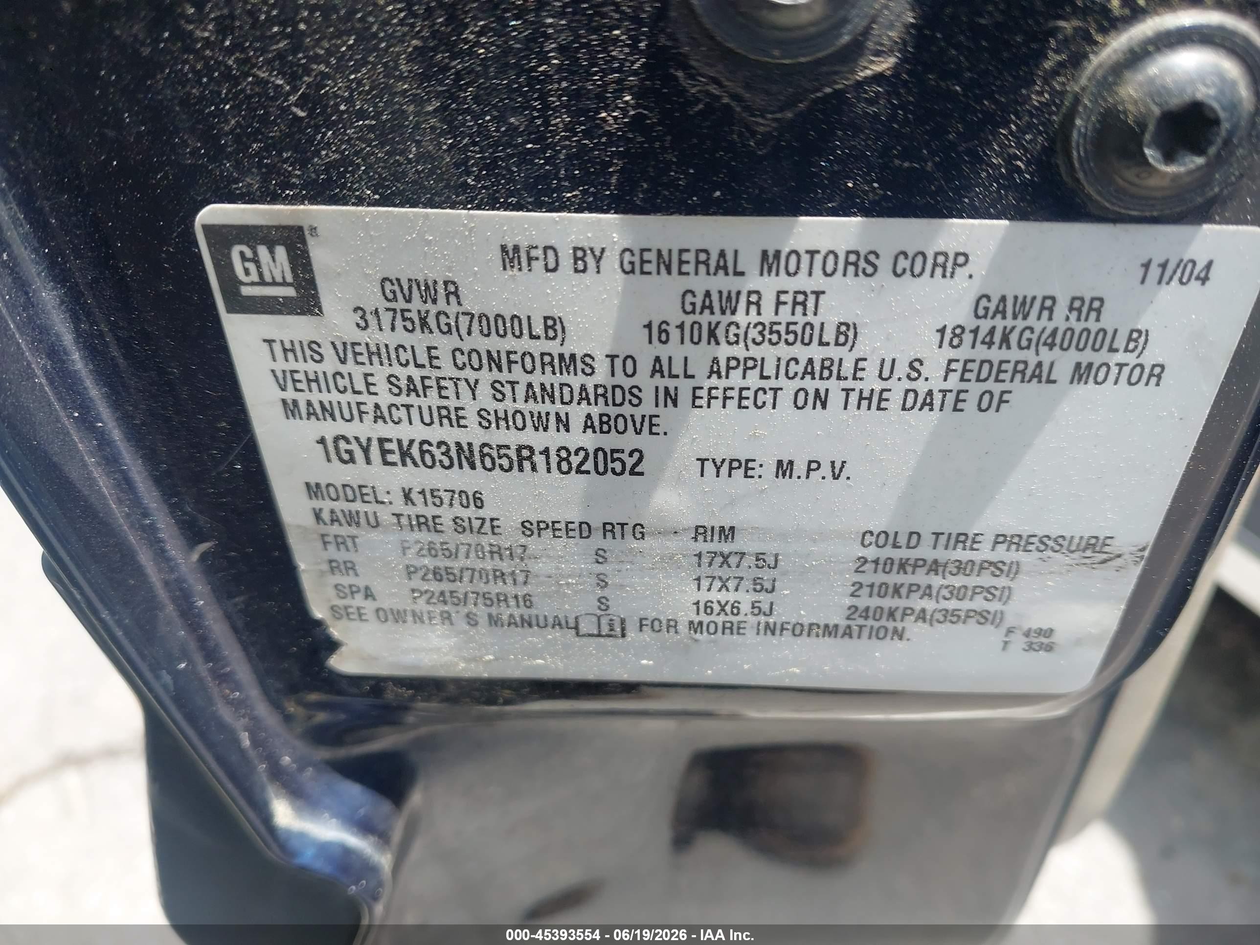 2005 Cadillac Escalade Standard Blue vin: 1GYEK63N65R182052