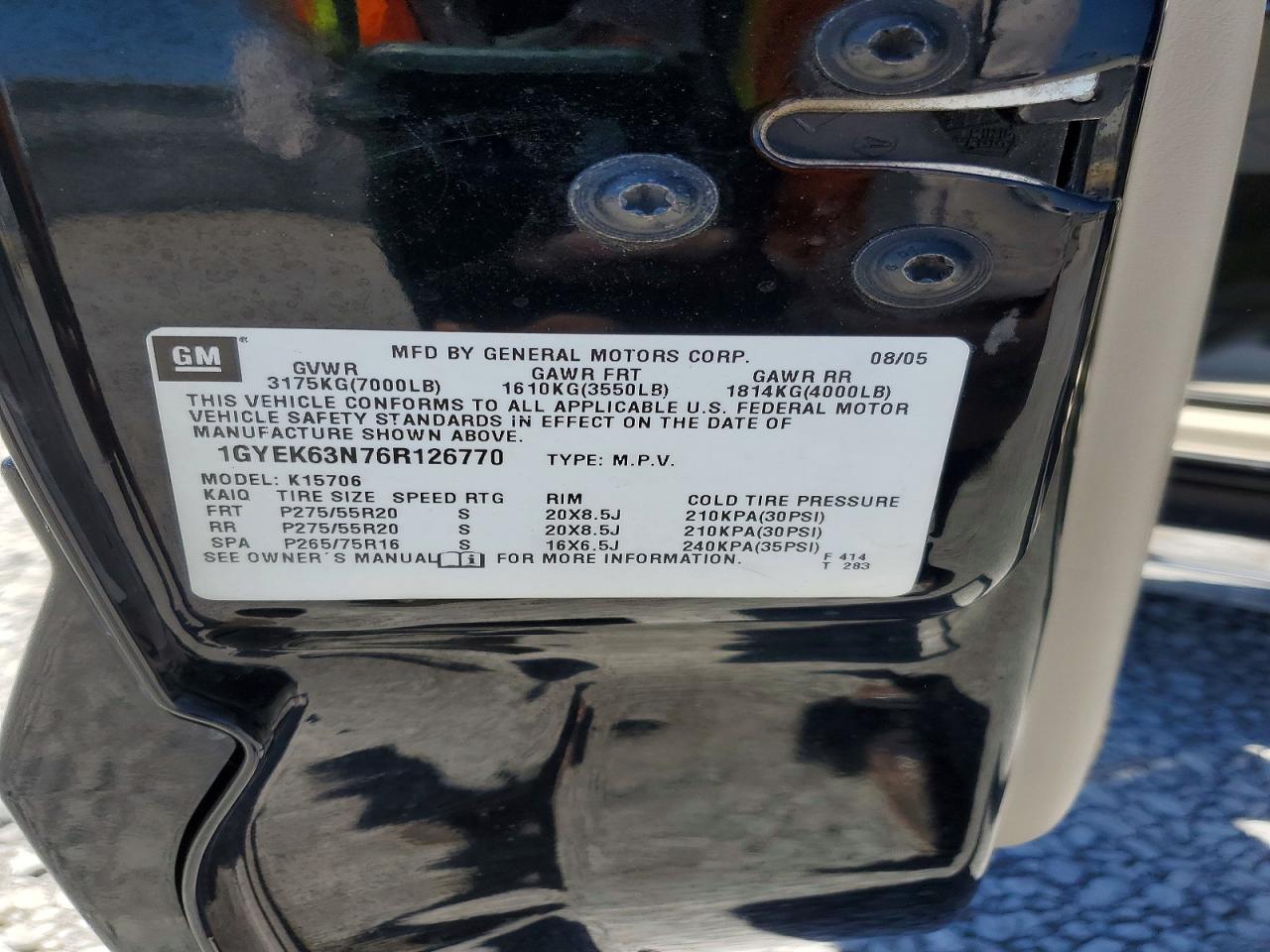 2006 Cadillac Escalade Luxury Черный vin: 1GYEK63N76R126770