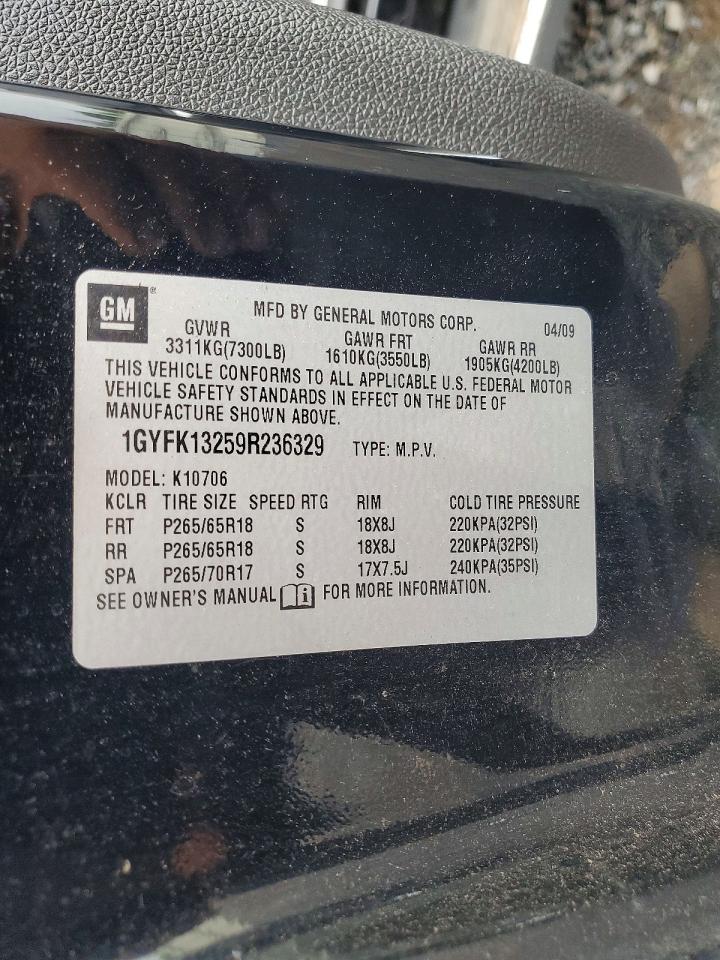 2009 Cadillac Escalade Черный vin: 1GYFK13259R236329
